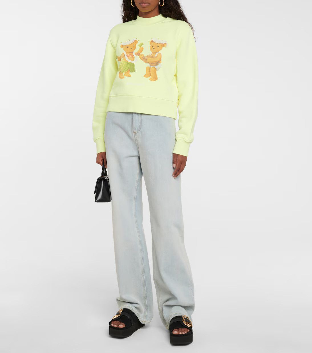 Palm Angels Yellow Dancing Bears Logo Mock Neck Sweatshirt Size US XL / EU 56 / 4 - 2 Thumbnail