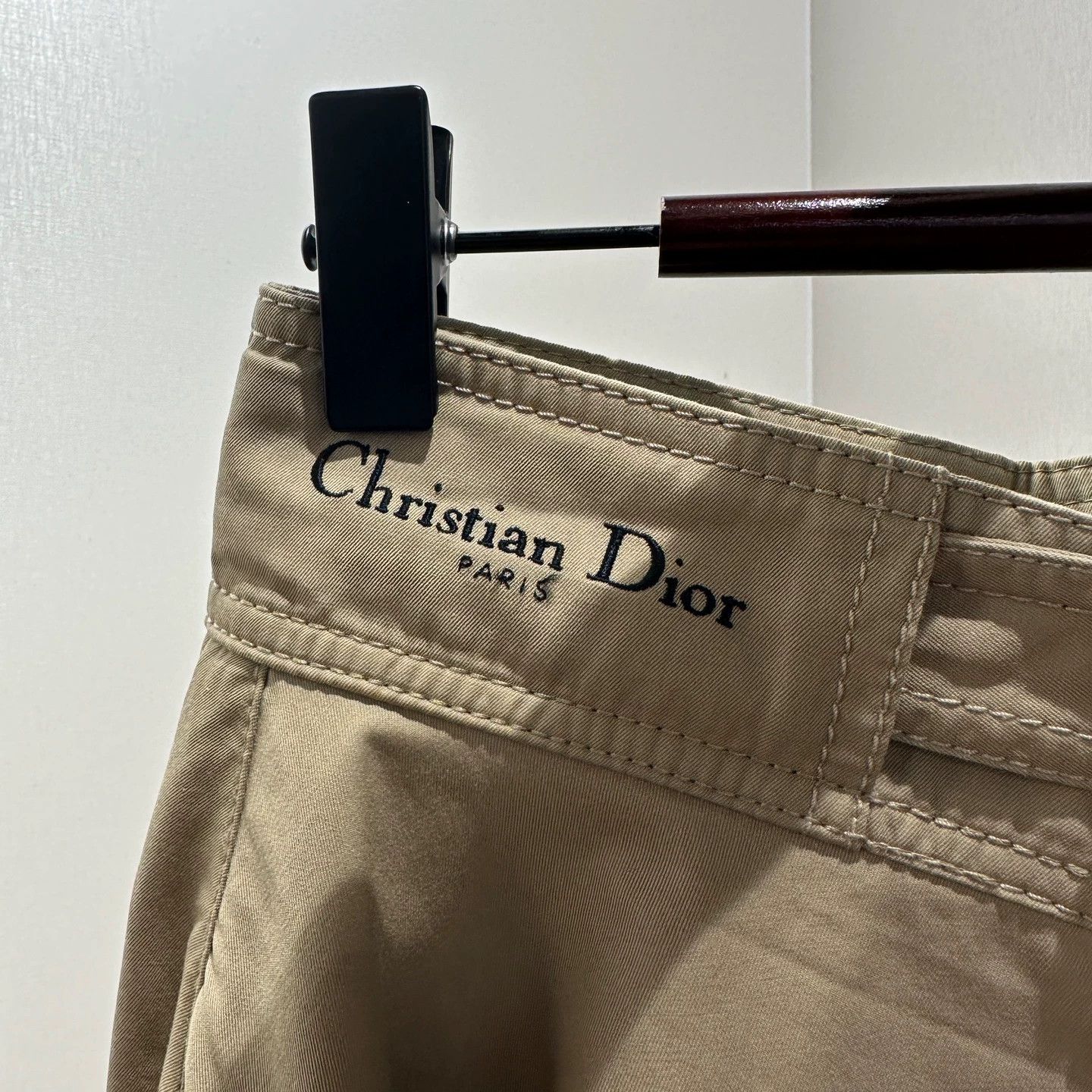 Christian Dior Monsieur Christian Dior may75 25 Khaki Logo Tie Skirt Cotton 36 Size 26" / US 2 / IT 38 - 6 Thumbnail