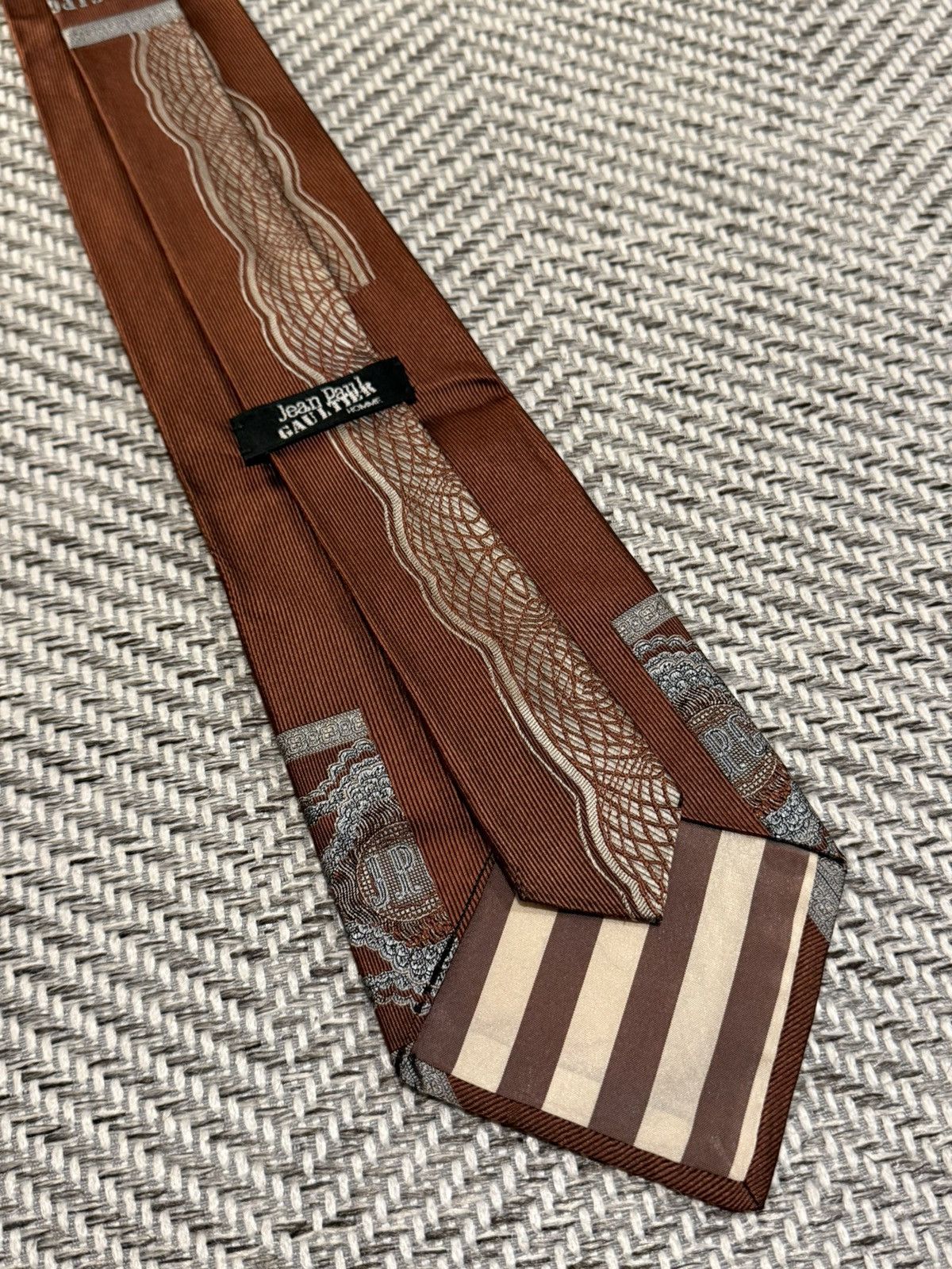 Jean Paul Gaultier Jean Paul Gaultier Geometric Crest Woven Vintage Tie Size ONE SIZE - 5 Thumbnail