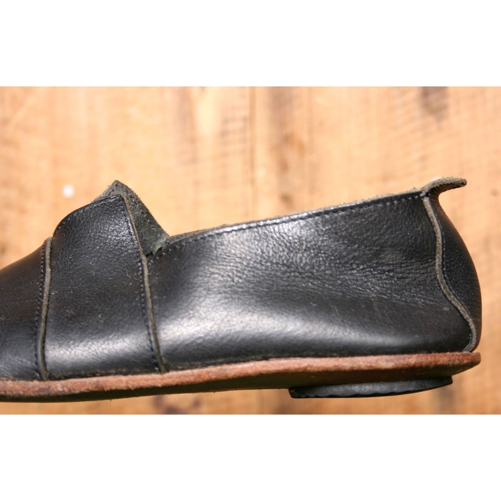 Vintage CYDWOQ Sabates W Black Leather Slip On Loafers Womens 10 EUR 40 Schuh Flats Union US 10 Platform Size US 10 / IT 40 - 7 Thumbnail