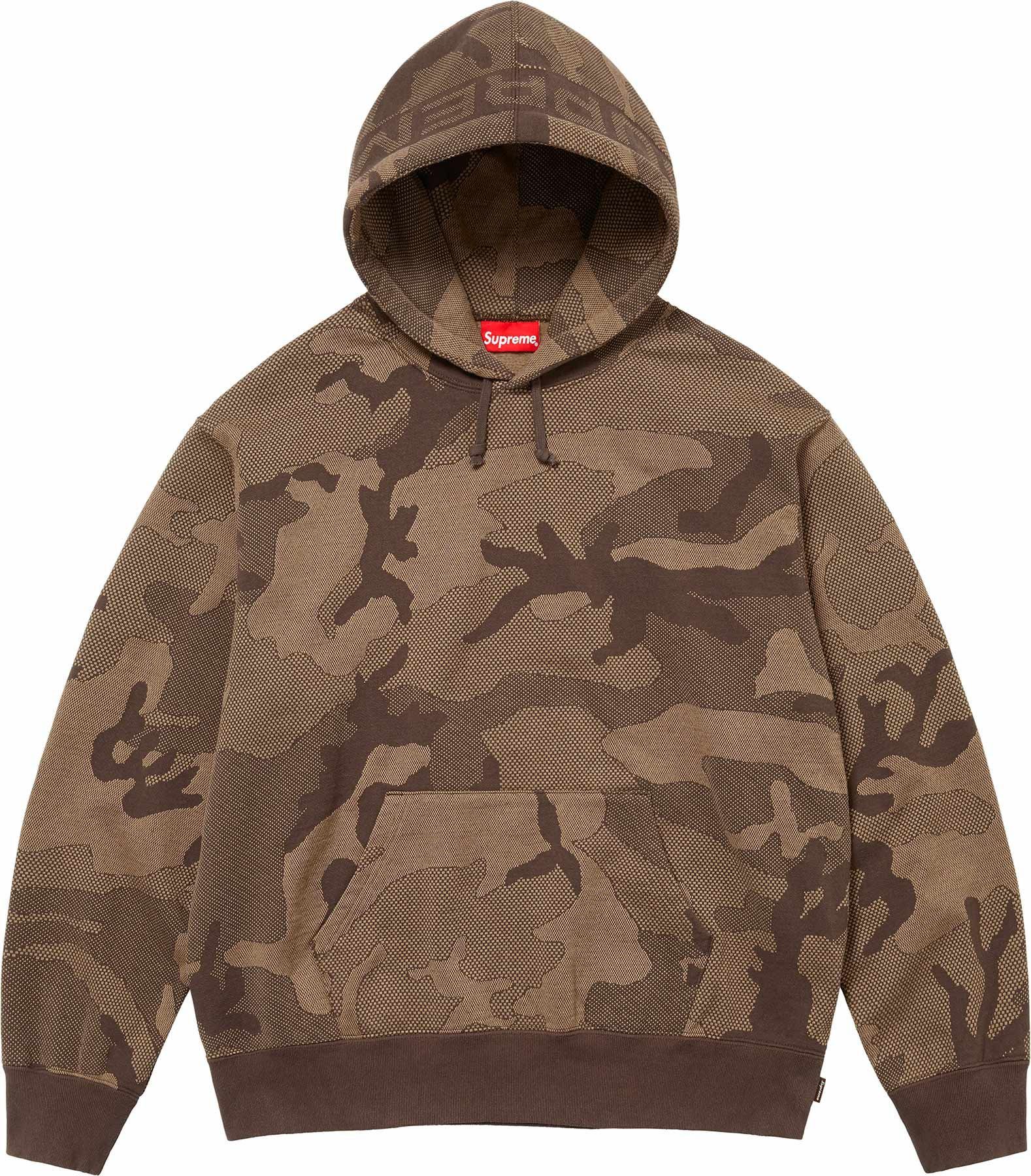 image of Supreme Jacquard Stripe Hooded Sweatshirt in Brown Camo, Men's (Size XL)