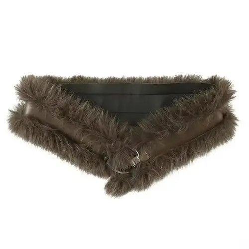 Japanese Brand Yukiko x Akira 85 Cm Faux Fur Patchwork Pu Leather Belt Size ONE SIZE - 8 Thumbnail