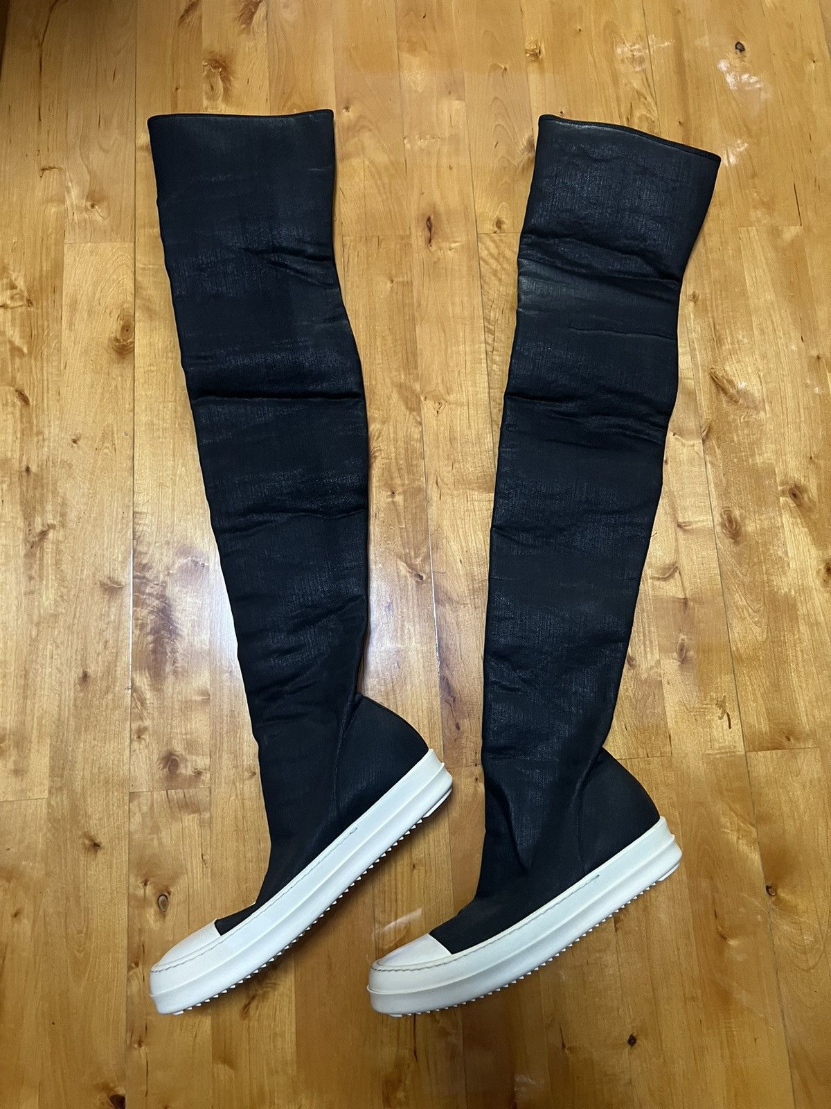 Rick owens waxed thigh high stocking ramones