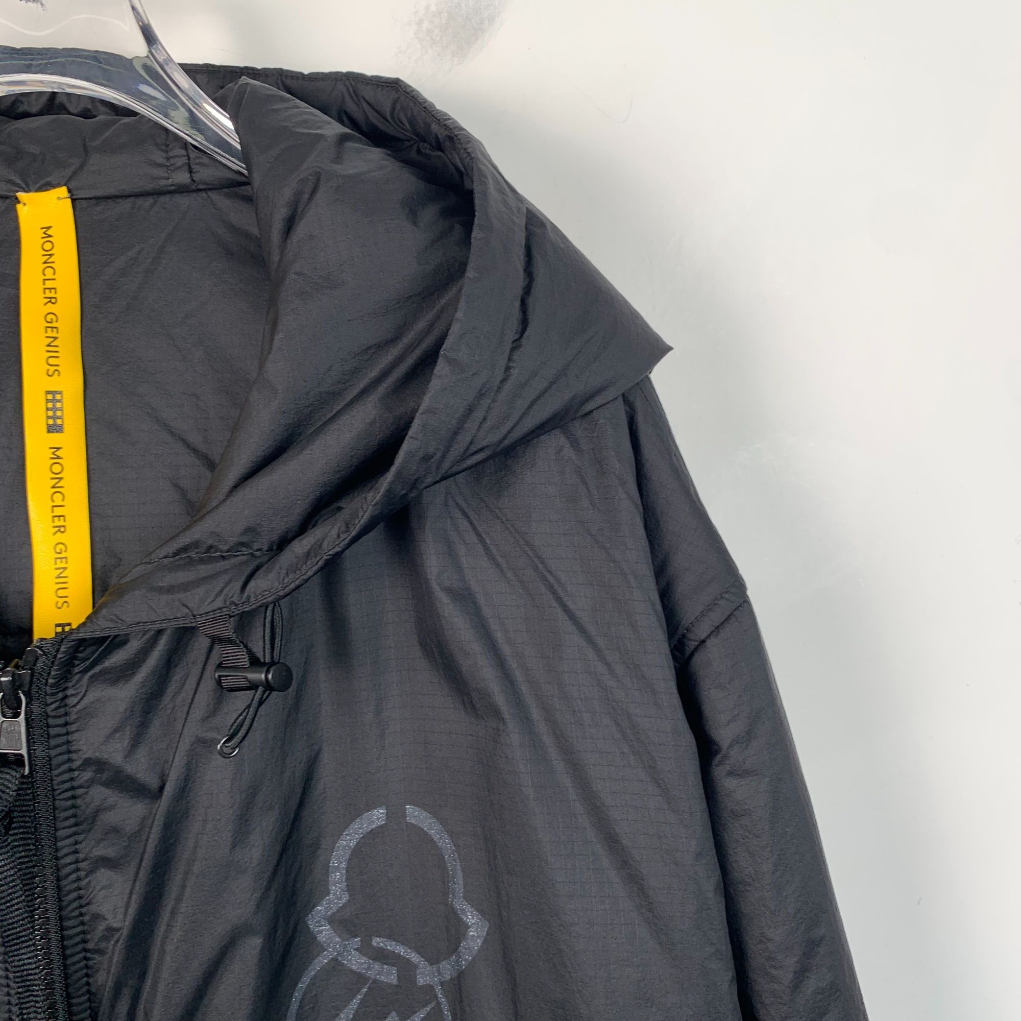 Moncler Genius Moncler Genius Black Hooded Long Coat With Logo Patch Size US XL / EU 56 / 4 - 3 Thumbnail