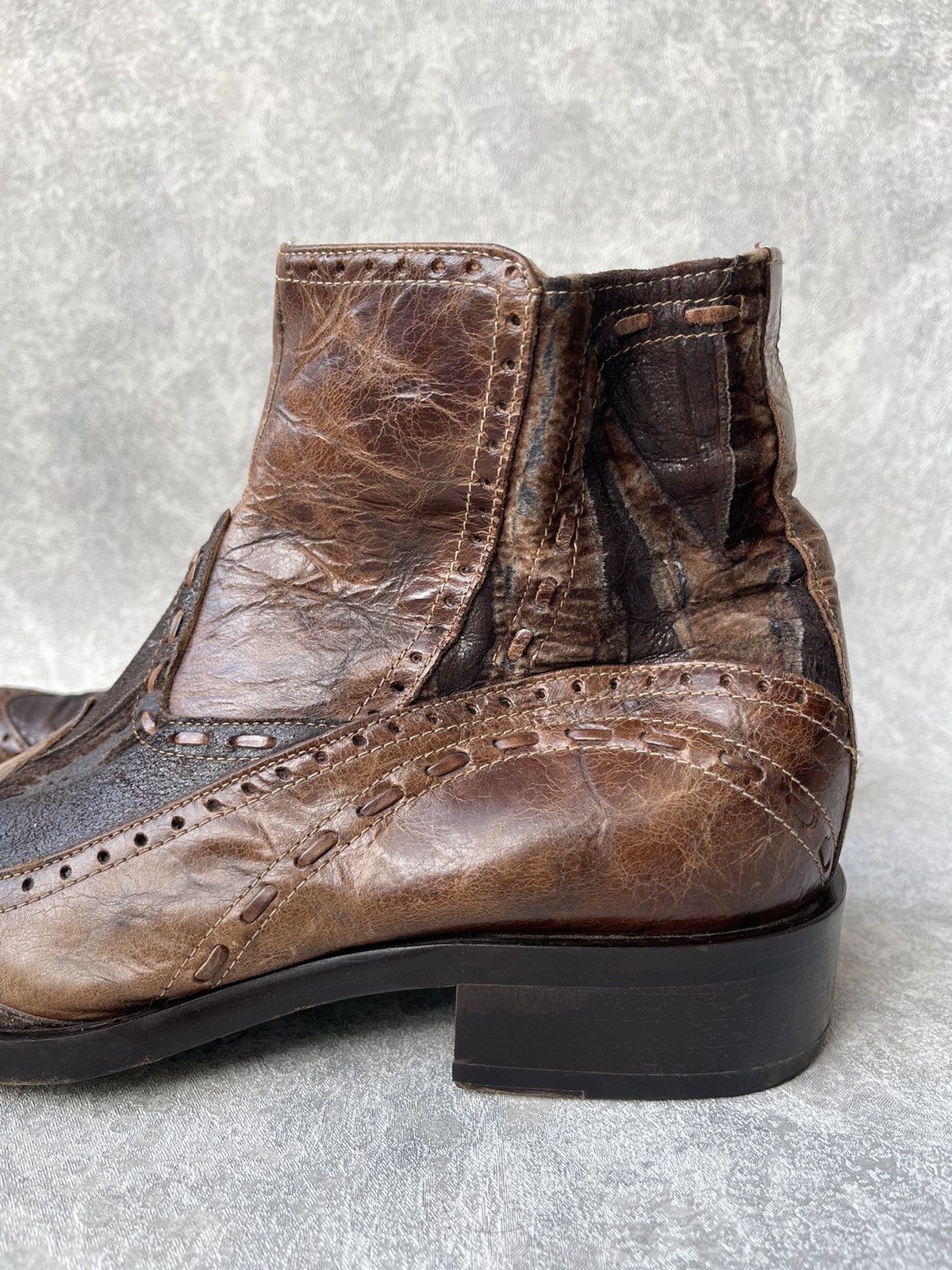 Jo Ghost GHOST Italy Distressed Leather Square Toe Boots Archive Y2K Size US 8 / EU 41 - 9 Thumbnail