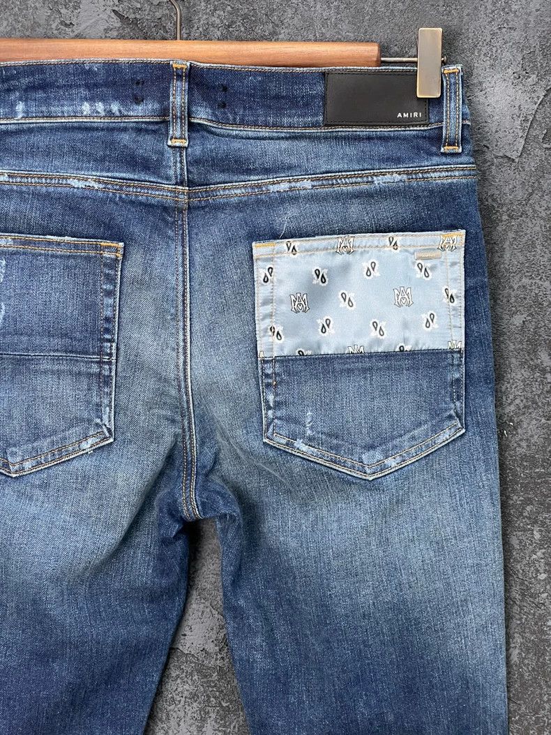 Amiri Amiri Blue spliced distressed jeans Size US 32 / EU 48 - 6 Thumbnail