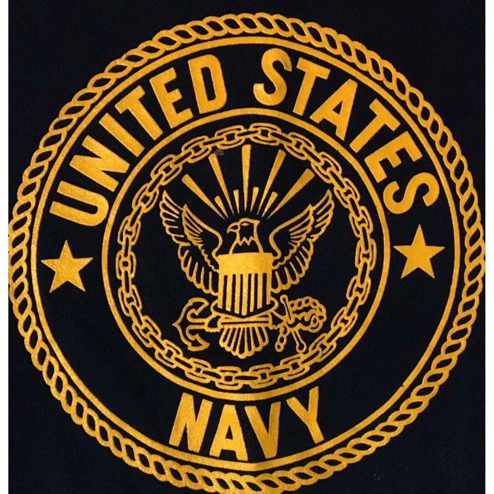 Vintage VINTAGE US Navy Spellout Sweatshirt Hoodie L Mens Blue 80s 90s College Band Navy Seal Military Graves? Size US L / EU 52-54 / 3 - 2 Thumbnail
