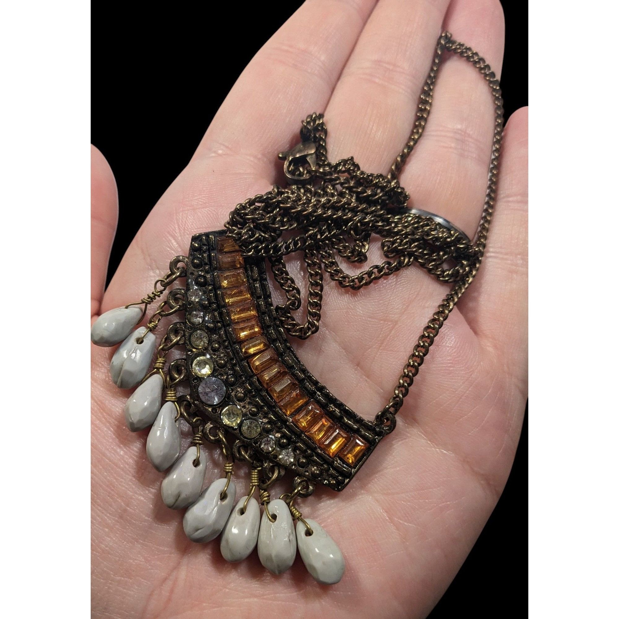 Other Bohemian Indie Rhinestone Gemmed Fringe Pendant Necklace Size ONE SIZE - 3 Thumbnail