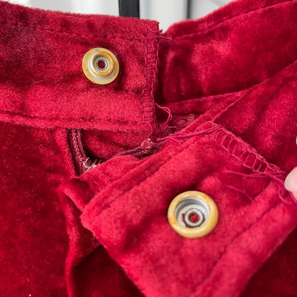 Vintage Vintage 70s Red Velveteen Extreme Wide Leg Palazzo Pants XS Size 25" / US 0 / IT 36 - 5 Thumbnail