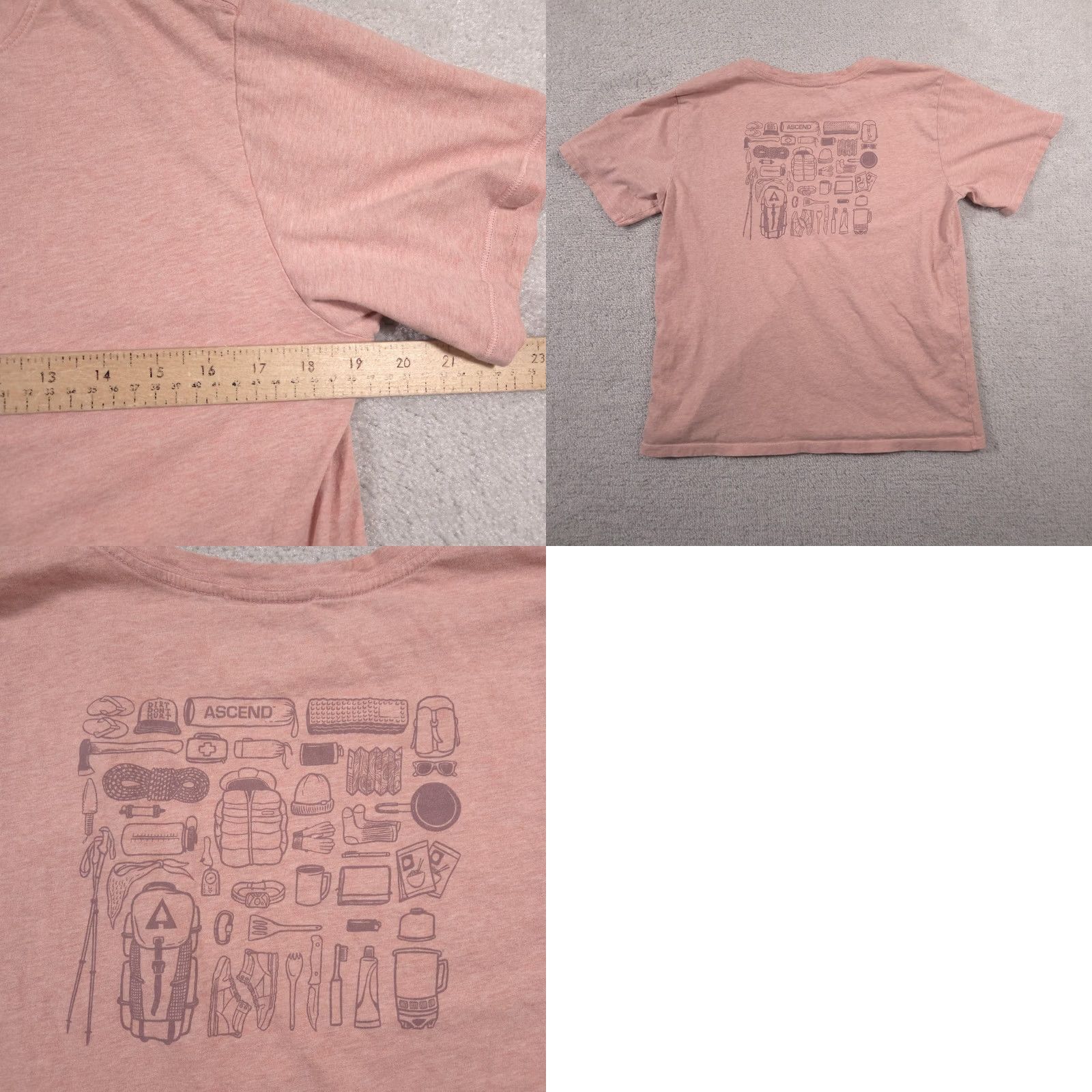 ASCENO Ascend Shirt Adult Medium Pink Graphic Outdoors Hiking Camping Tee Short Sleeve Size US M / EU 48-50 / 2 - 8 Thumbnail