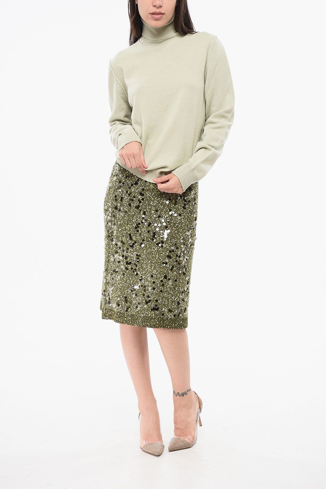 Maison Margiela og1mm0825 Cashmere Turtleneck Sweater in Light Green Size S / US 4 / IT 40 - 4 Thumbnail