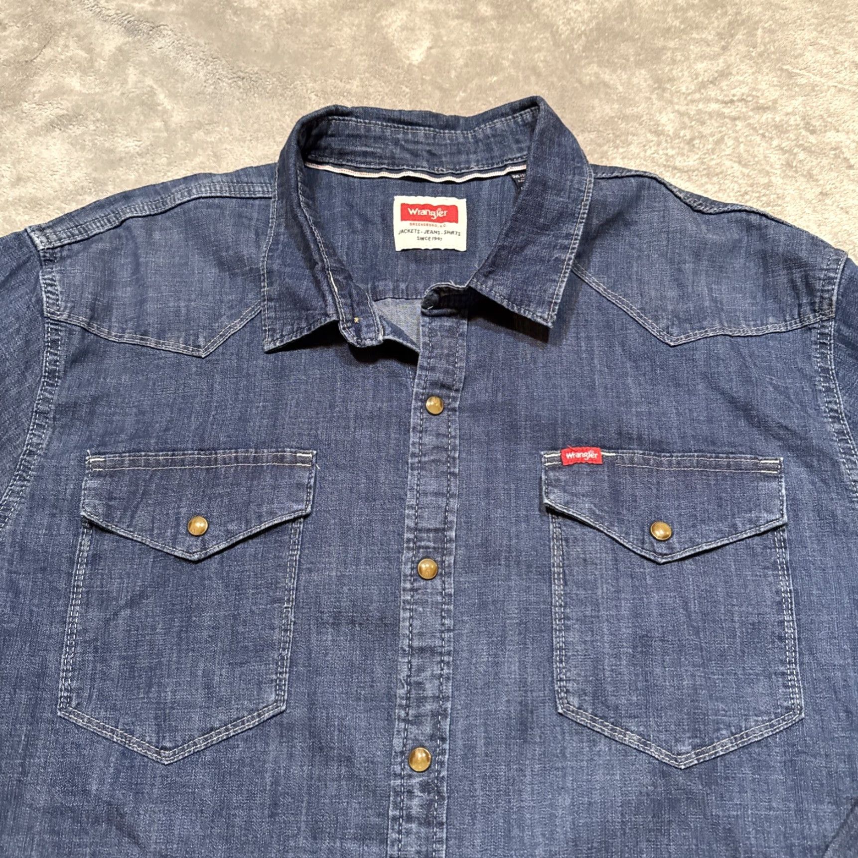 Wrangler Wrangler Shirt Men 2XL Denim Pearl Snap Chest Pockets Western Cowboy Cut Button-Up Long Sleeve Collared Size US XXL / EU 58 / 5 - 2 Thumbnail