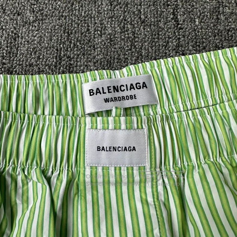Balenciaga Balenciaga Green striped printed shorts Size US 36 / EU 52 - 4 Thumbnail