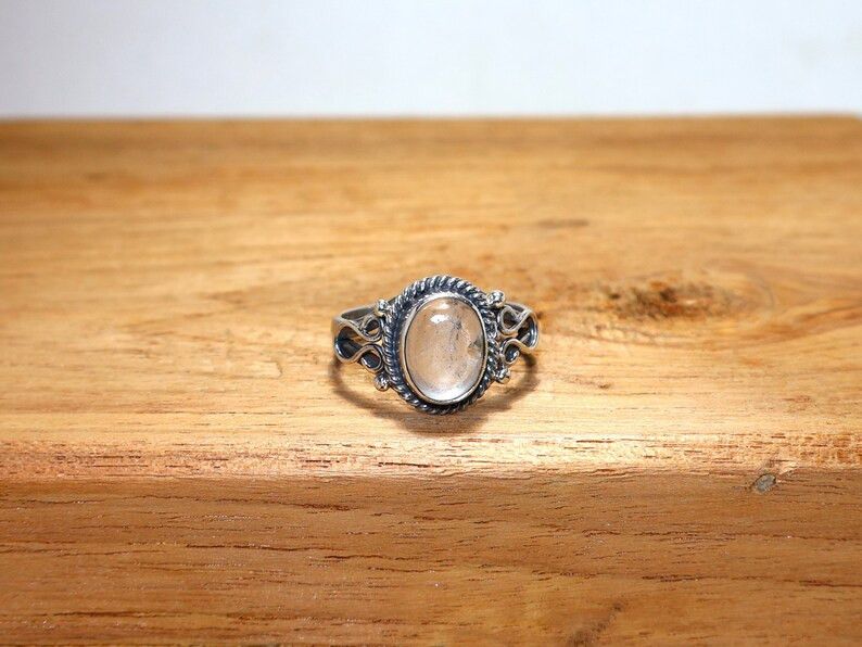 Handmade Clear Quartz Ring, 925 Sterling Silver Handmade Boho Jewelry Size ONE SIZE - 2 Thumbnail