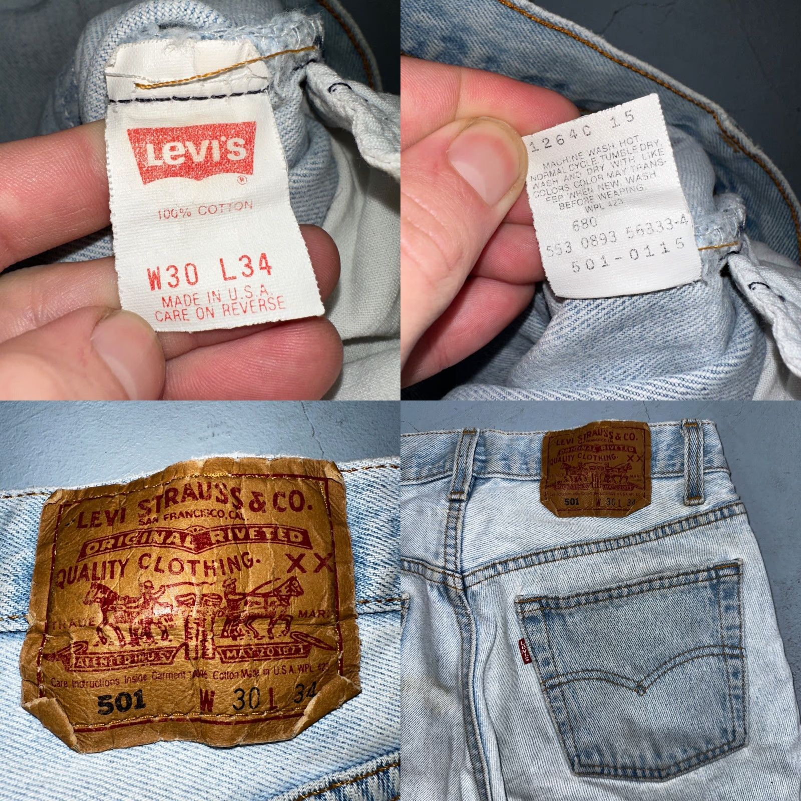 Levi's VINTAGE Levi's 501 Jeans Straight Men 30x34 Blue Light Wash USA 90s Component: Comfort Size US 30 / EU 46 - 9 Thumbnail