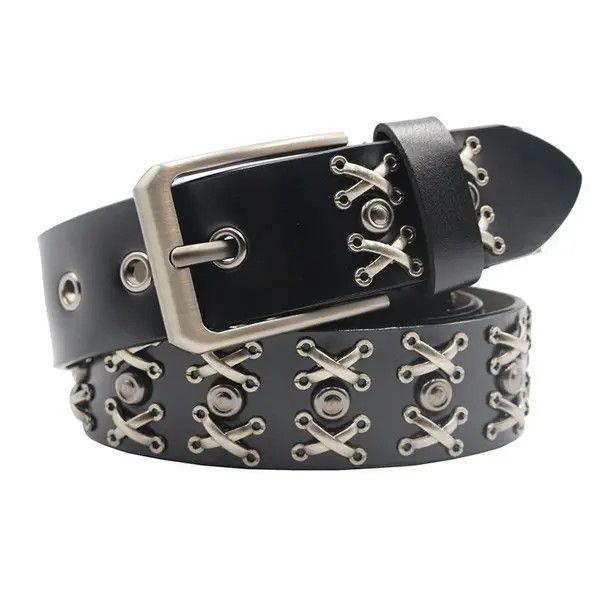 VIBE Retro Leather Cowboy Rivet Jeans Belt Size ONE SIZE - 2 Thumbnail
