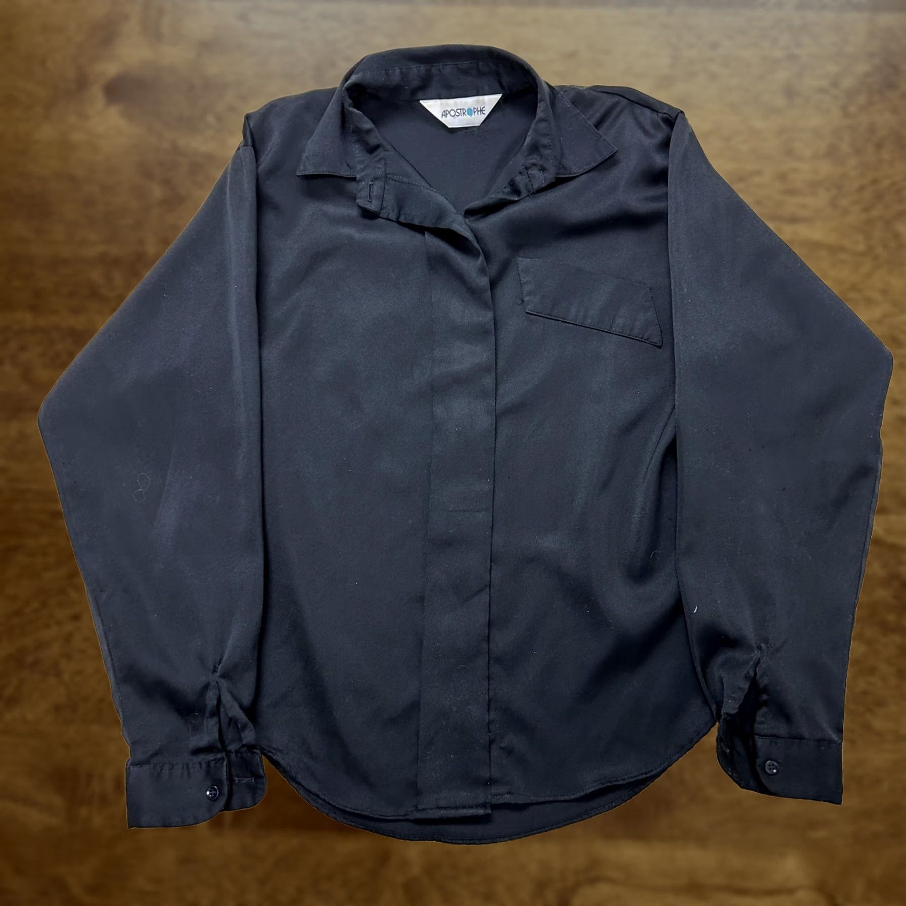 Vintage VINTAGE Apostrophe Blouse Womens Medium Black Collared Long Sleeve Button Up Top Size M / US 6-8 / IT 42-44 - 1 Thumbnail