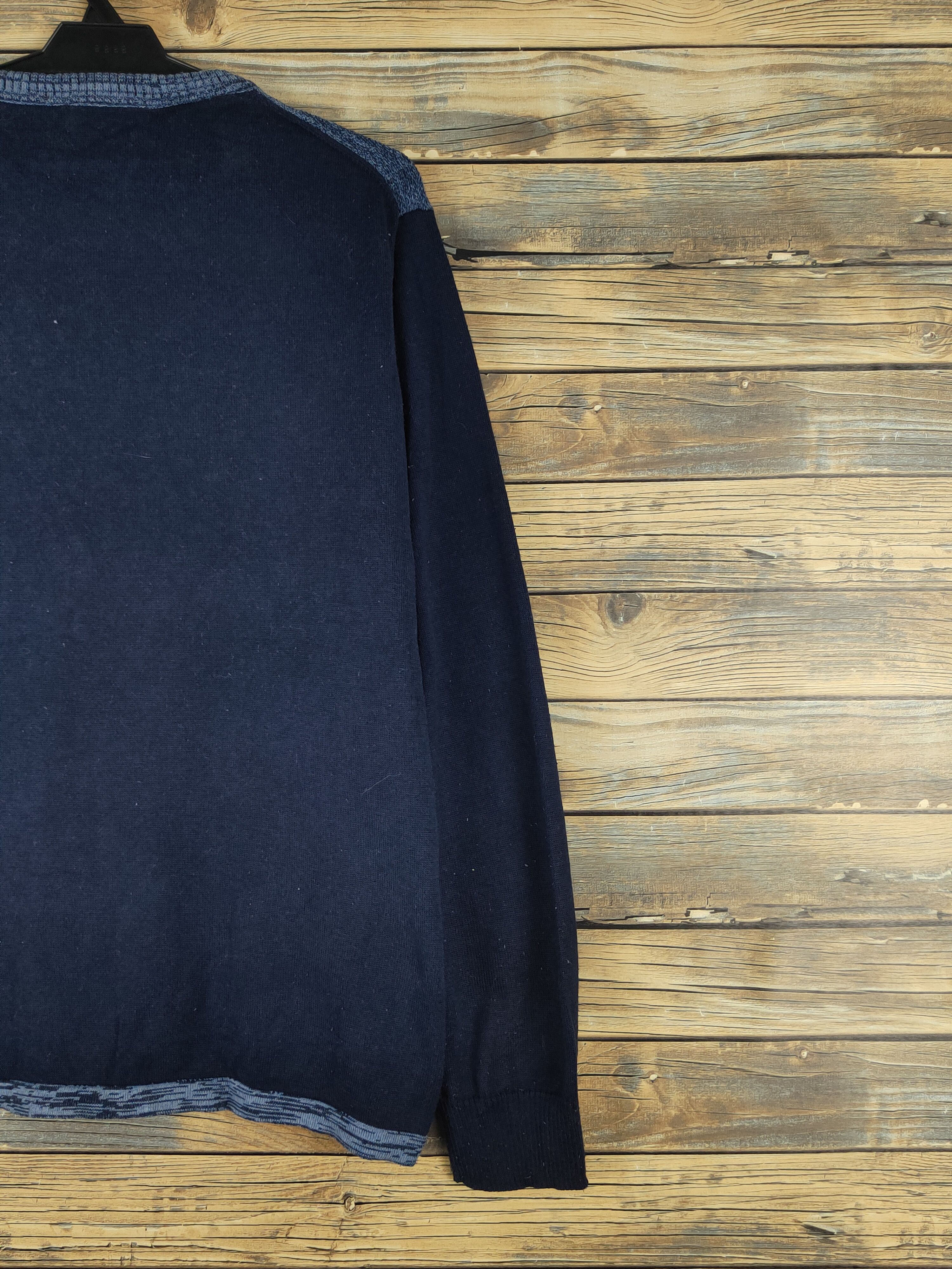 Homespun Knitwear Back Number patchwork Navy Knitwear Sweatshirts #W1351 Size US M / EU 48-50 / 2 - 9 Thumbnail
