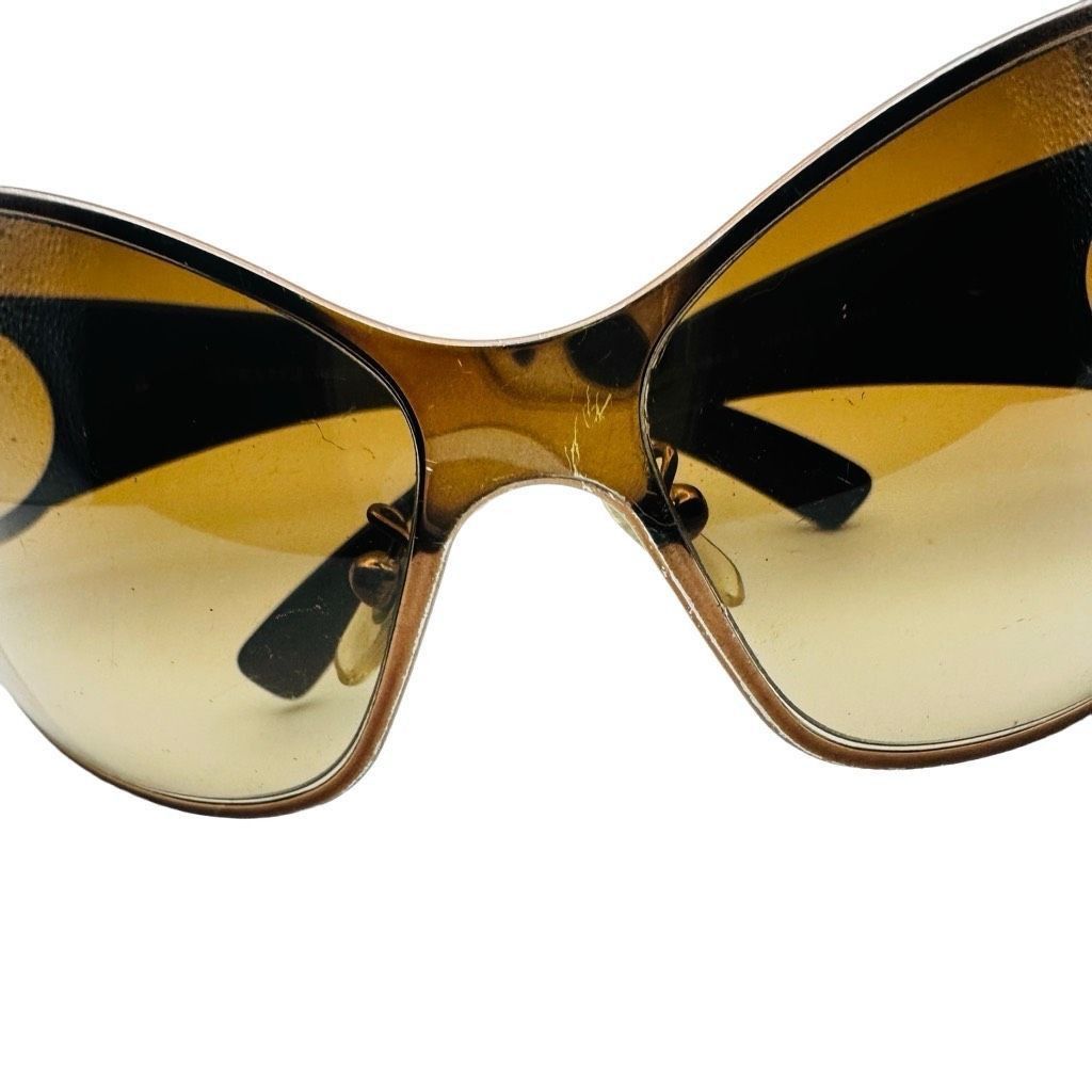 Versace VERSACE Medusa Logo Sunglasses Brown Gold SWAROVSKI Crystal Embellished Shield Oversized Made In Italy Luxury Designer Sunglasses 2064-B 1169/13 87[]12 110 Size ONE SIZE - 10 Thumbnail