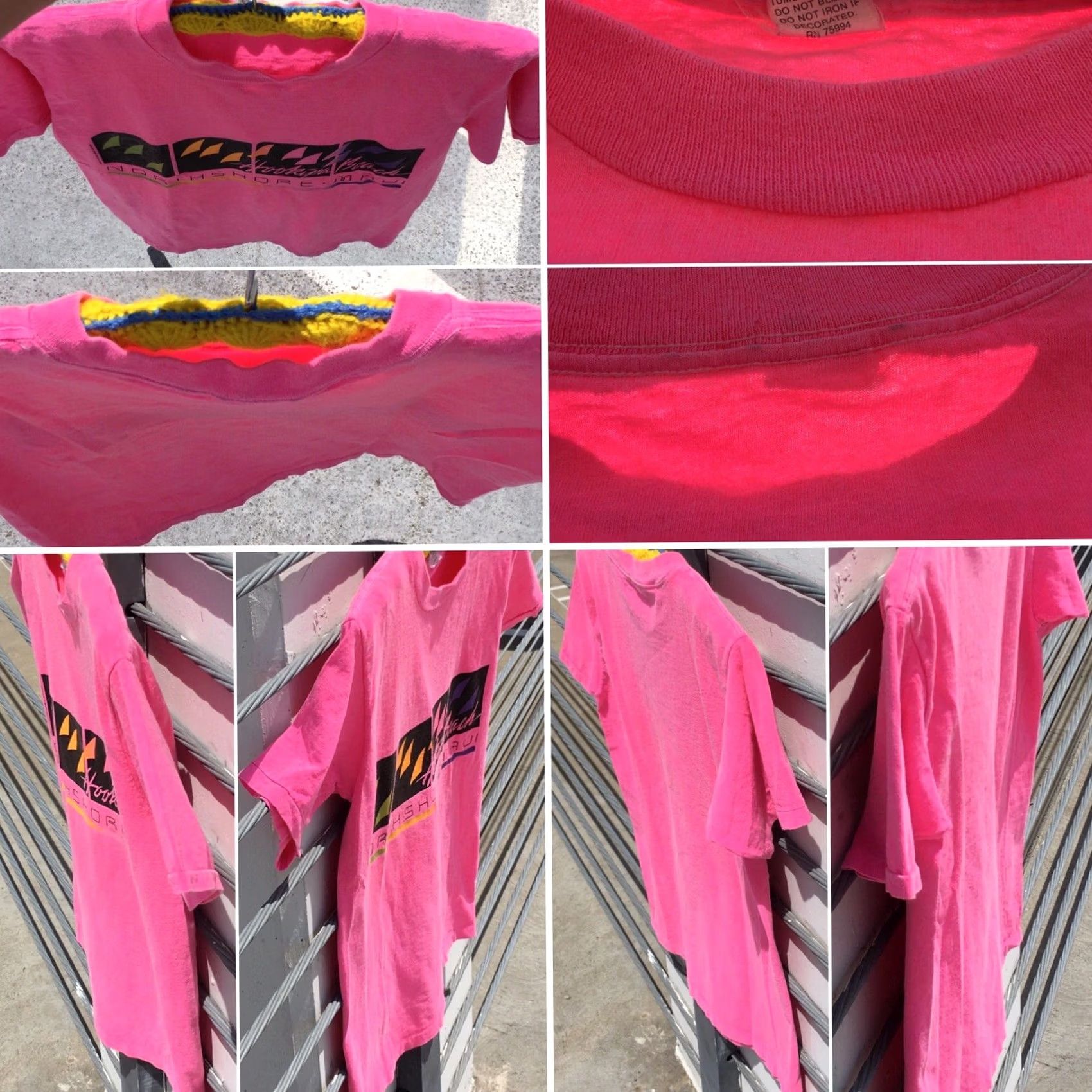 Vintage VINTAGE Hookipa Beach North Shore Maui Neon Graphics T-Shirt 1987 M Mens Short Sleeve 100% Cotton Pink Geometric 80s Graphic Tee Size US M / EU 48-50 / 2 - 4 Thumbnail