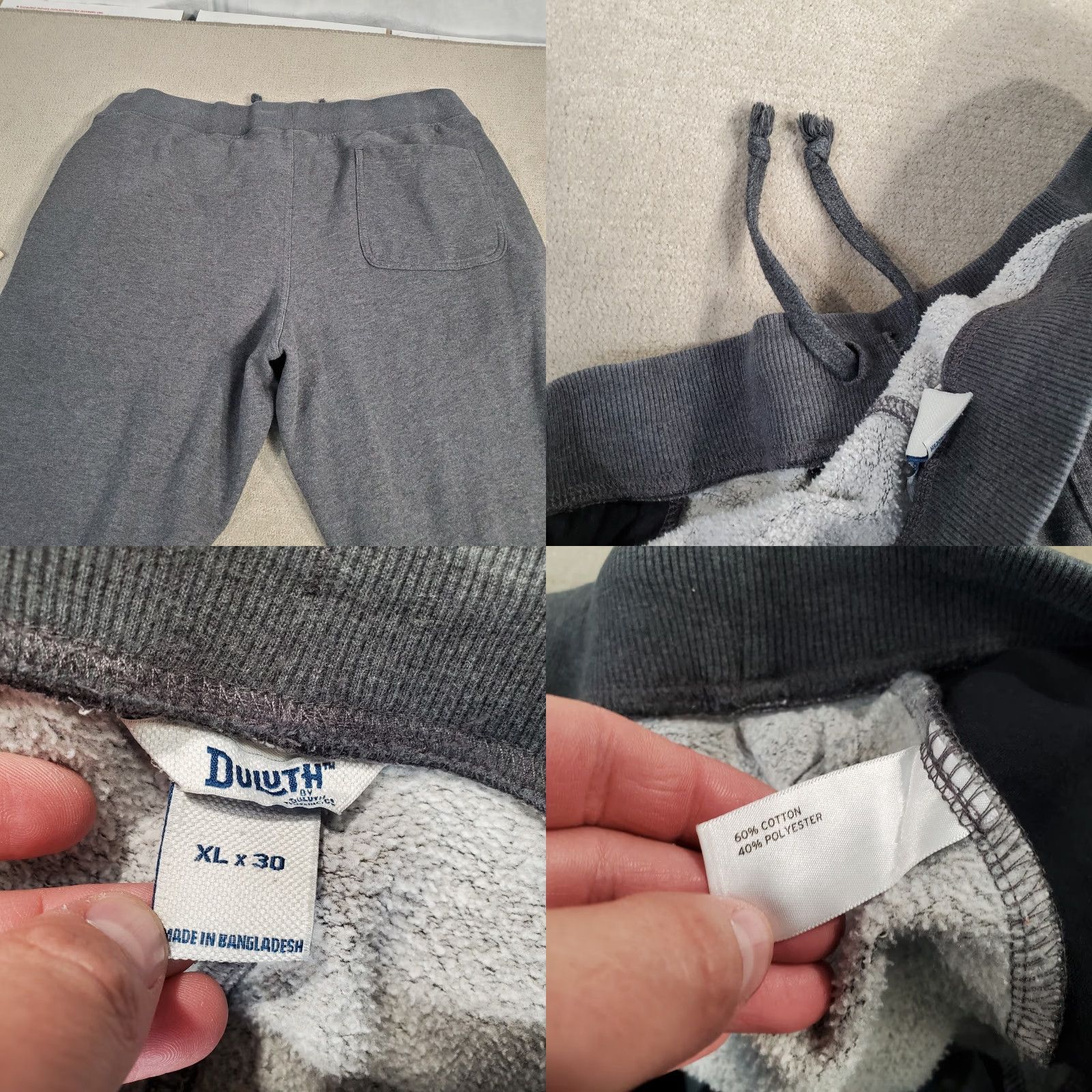 Vintage Duluth Sweatpants Mens XL Gray Solid Lounge Pants with Pockets Regular Fit / Drawstring Size US 36 / EU 52 - 8 Thumbnail