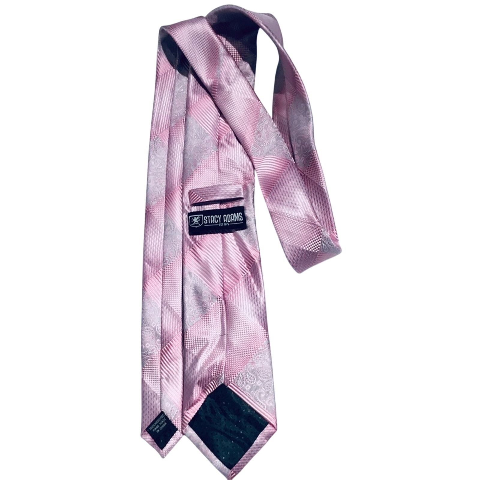Stacy Adams Stacy Adams Pink Silver Squares Tie Size ONE SIZE - 2 Thumbnail