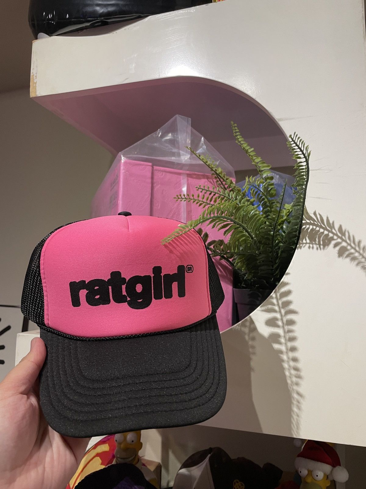 image of Stray Rats Ratgirl Trucker Hat Black/pink, Men's