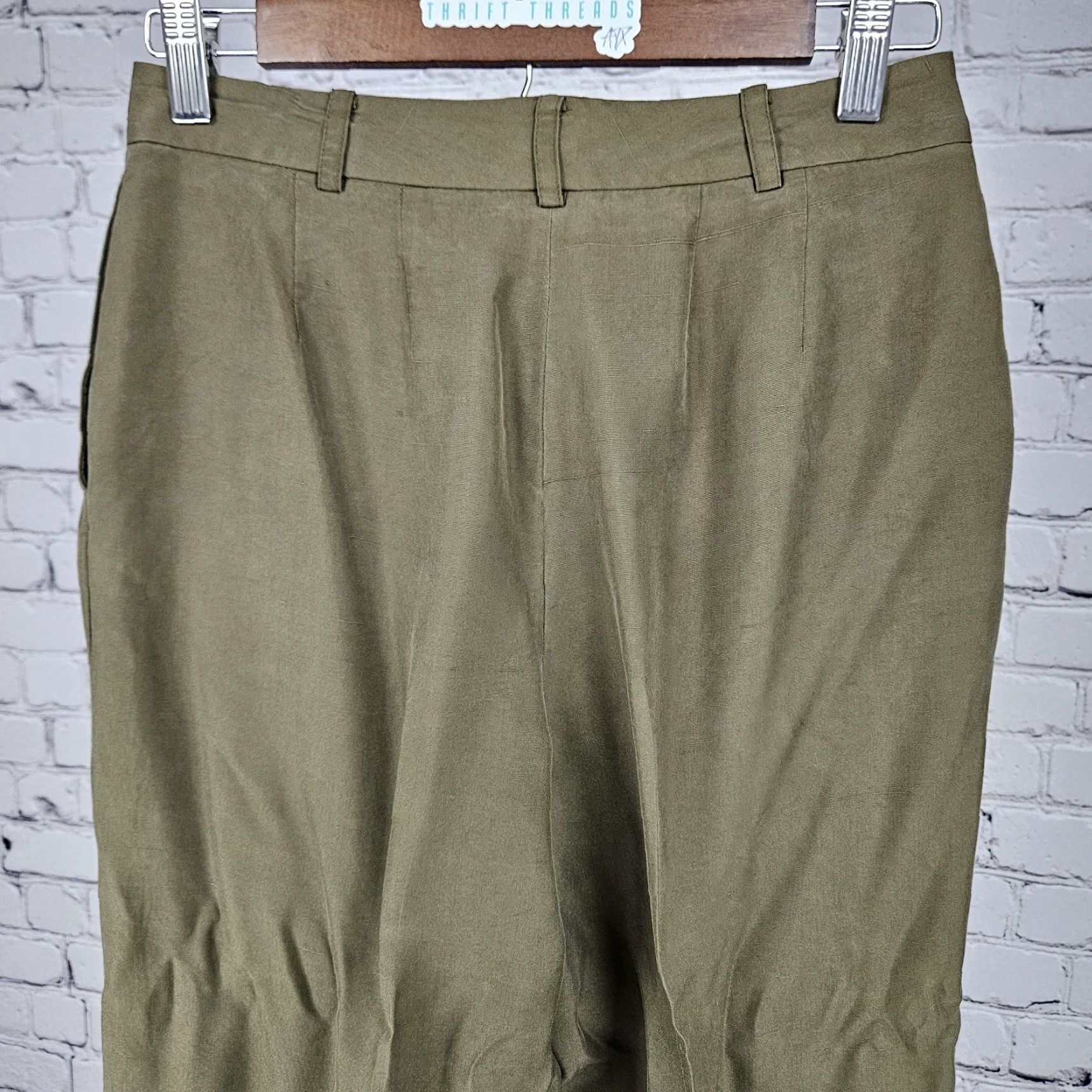 Ann Taylor Ann Taylor Green 100% Silk Mid Rise Lined Cuffed Straight Dress Pants 4 (26x30) Womens Size 27" / US 4 / IT 40 - 7 Thumbnail