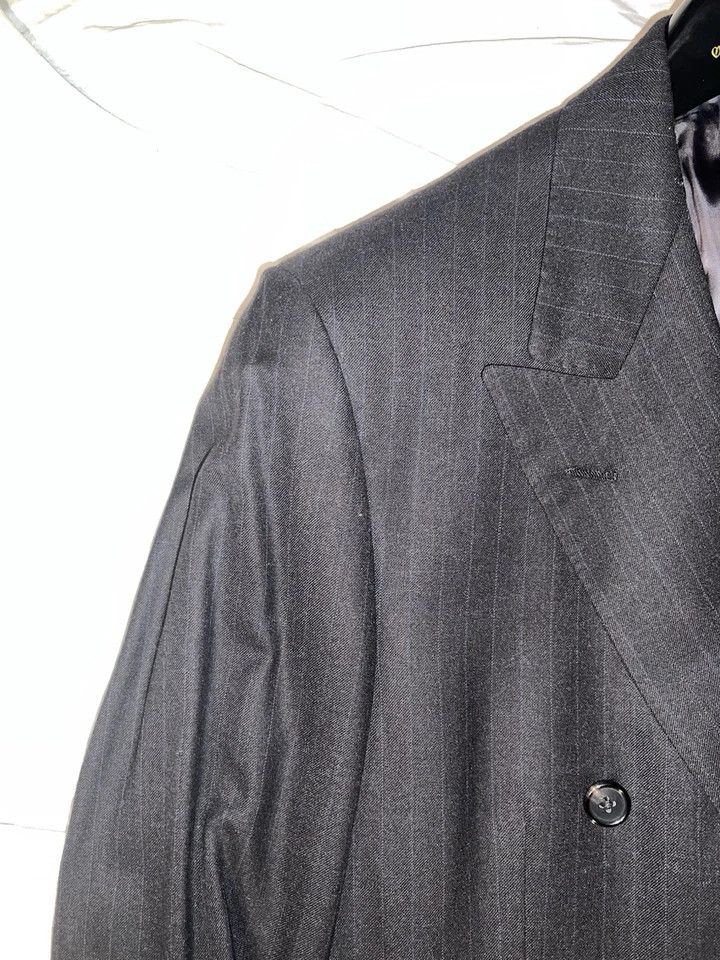 Oxxford Clothes Double Breasted Gray Suit Size 42S - 5 Thumbnail