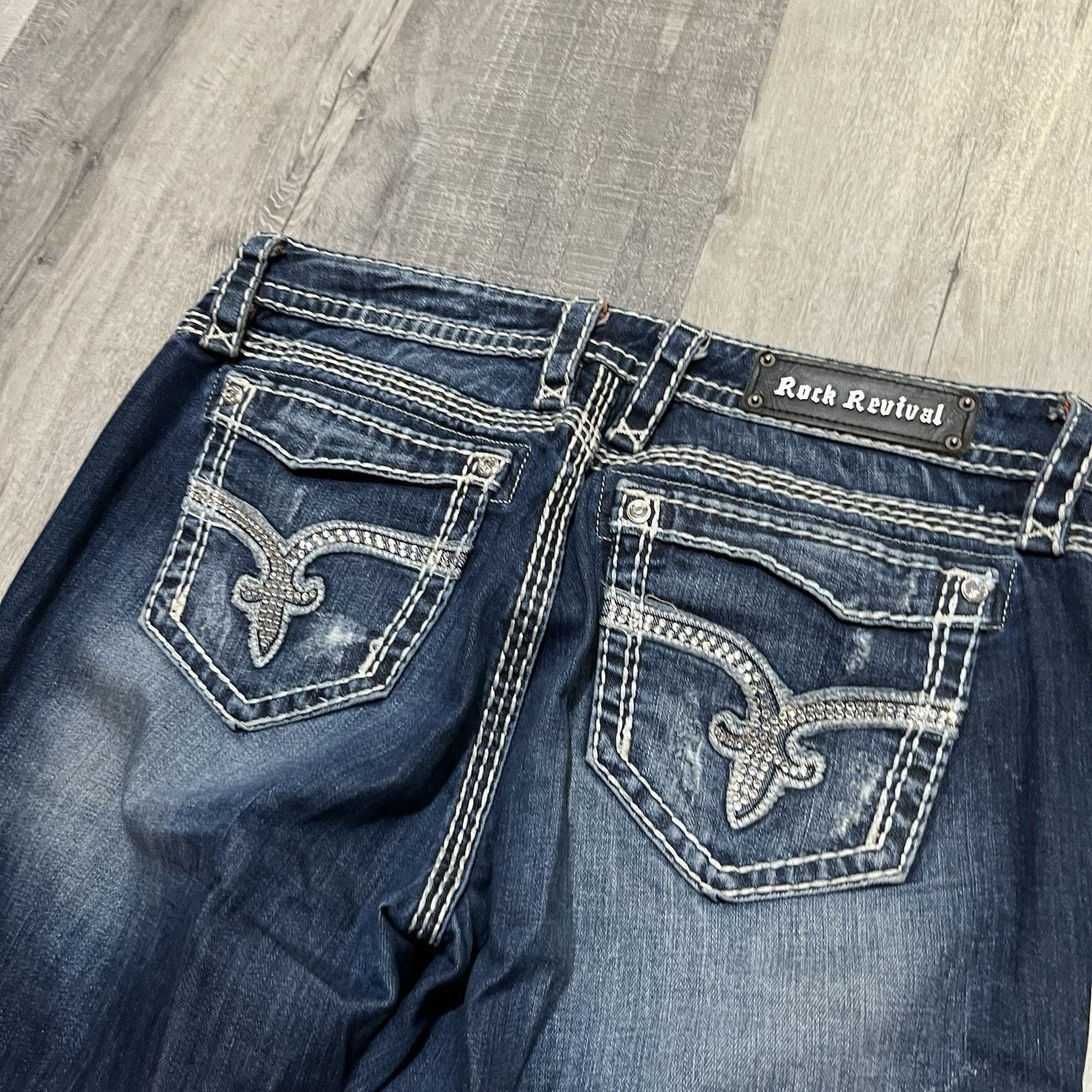 Rock Revival Rock Revival Vivian Easy Boot Womens Jeans Rhinestones 35" Size 35" - 4 Thumbnail