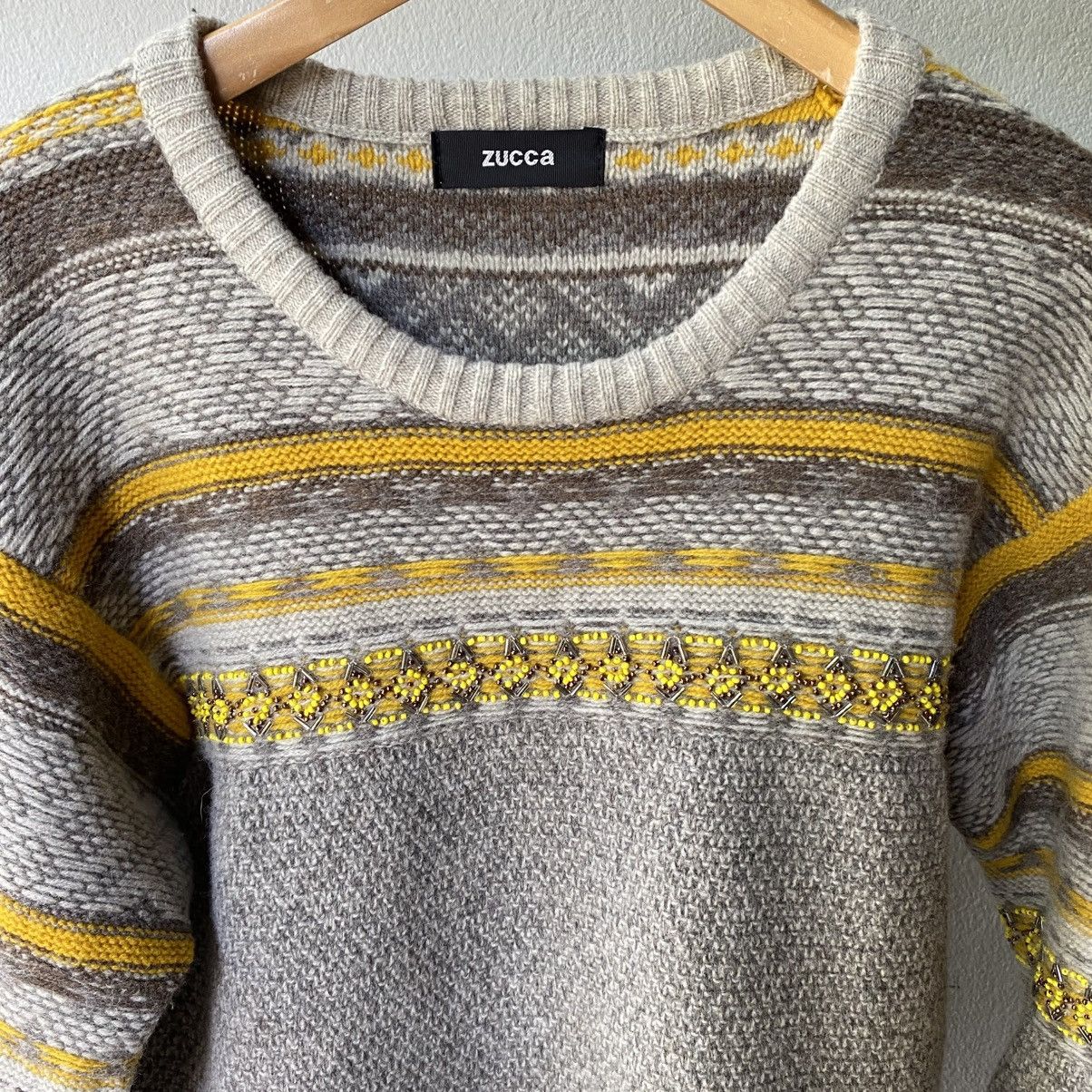 Zucca ZUCCA Gray & Yellow Knit Sweater Size L / US 10 / IT 46 - 3 Thumbnail