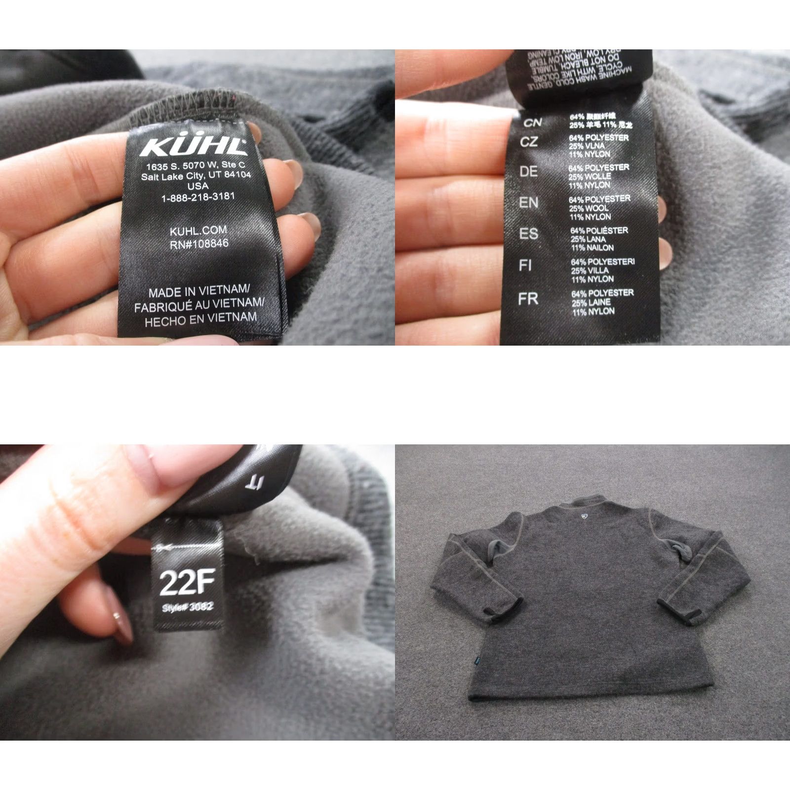 Vintage Kuhl Mens Sweater Pullover M Gray Wool Thermal 1/4 Zip Hiking Outdoors Knit Neon? Size US M / EU 48-50 / 2 - 8 Thumbnail