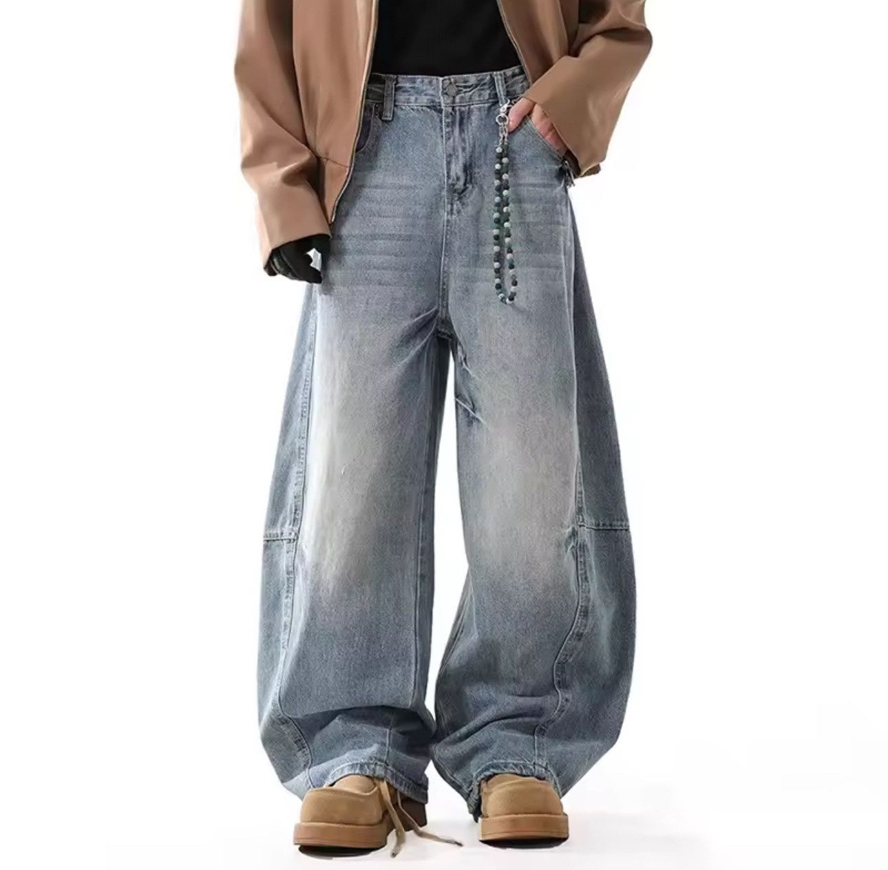 Jean Streetwear Wide Leg Baggy Patchwork Outdoor Jeans Size US 28 / EU 44 - 1 Thumbnail