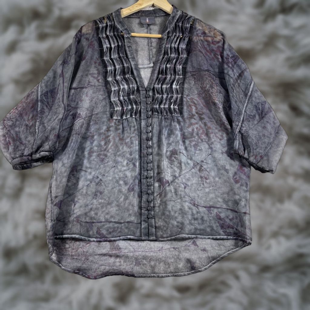 Vintage i jeans by Buffalo Blouse Women's M Black Boho Floral Sheer Lightweight Y2K Festive Outdoor Womens Long Sleeve Balloon Sleeve Collared No N/A Size M / US 6-8 / IT 42-44 - 1 Thumbnail