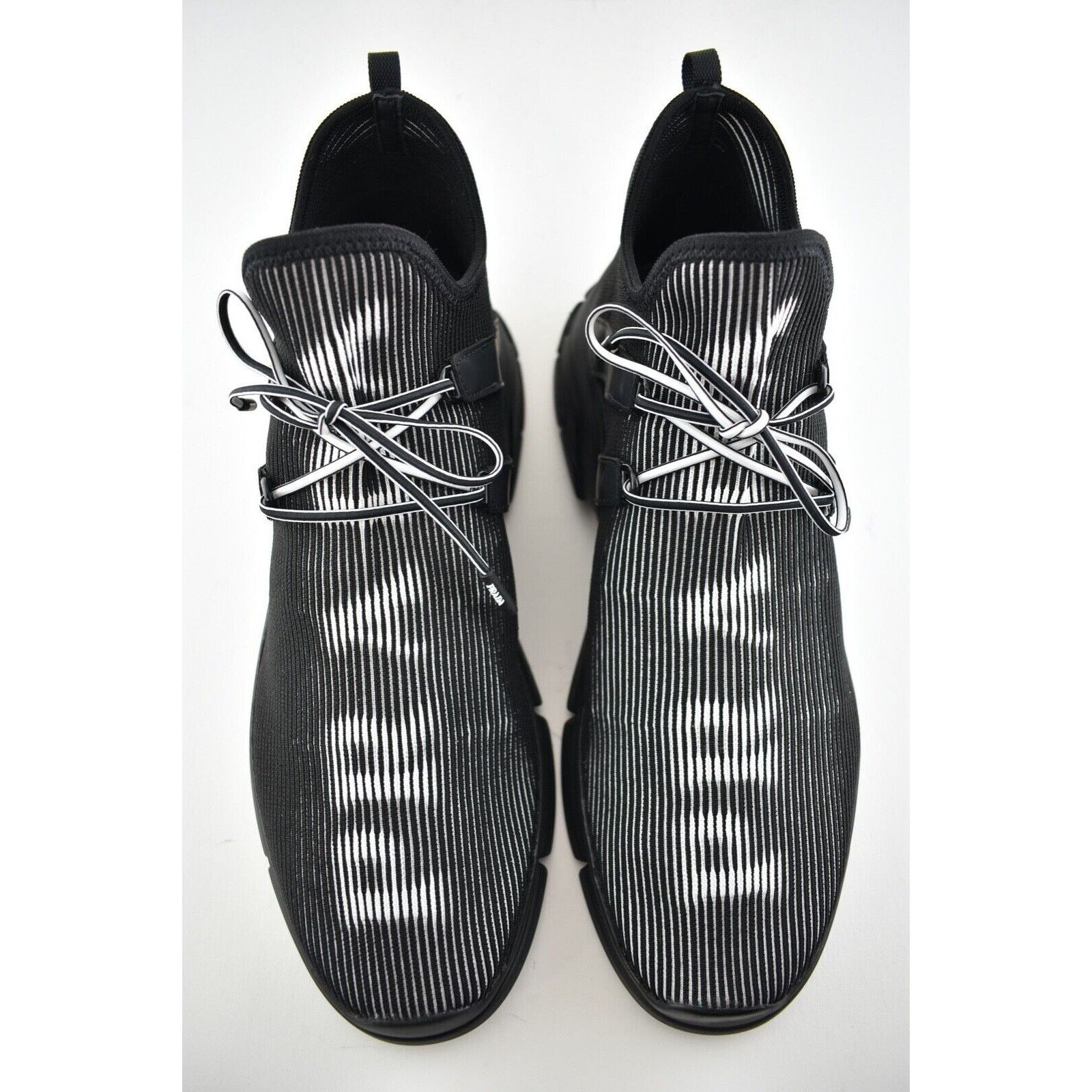 Prada Prada Logo Knit Row Sock Black White Low Flat Trainer Size US 11 / EU 44 - 7 Thumbnail