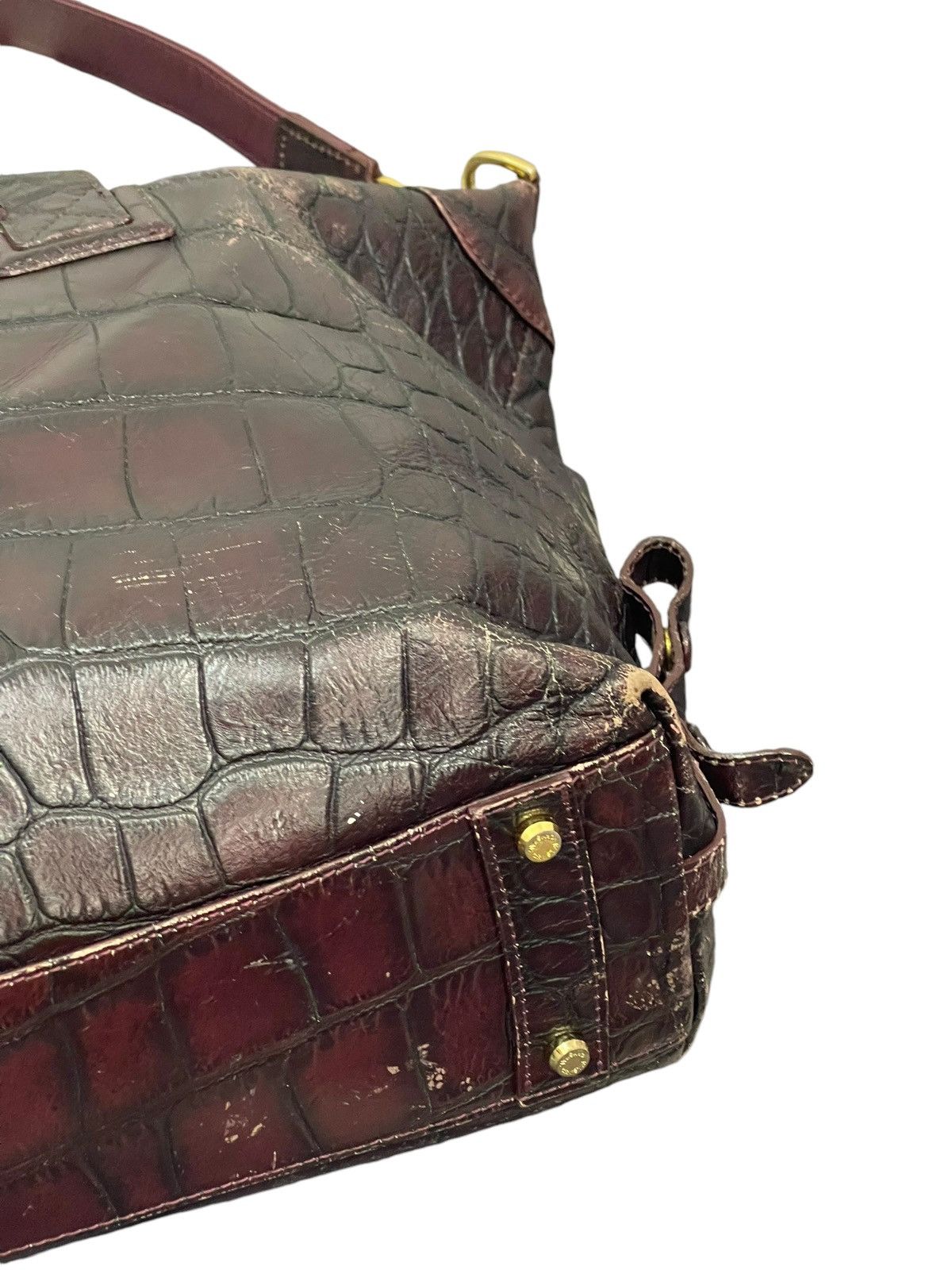 Genuine Leather Crocodile Embossed Patina Leather Jewels Shoulder Bag 1🟩1 Size ONE SIZE - 8 Thumbnail