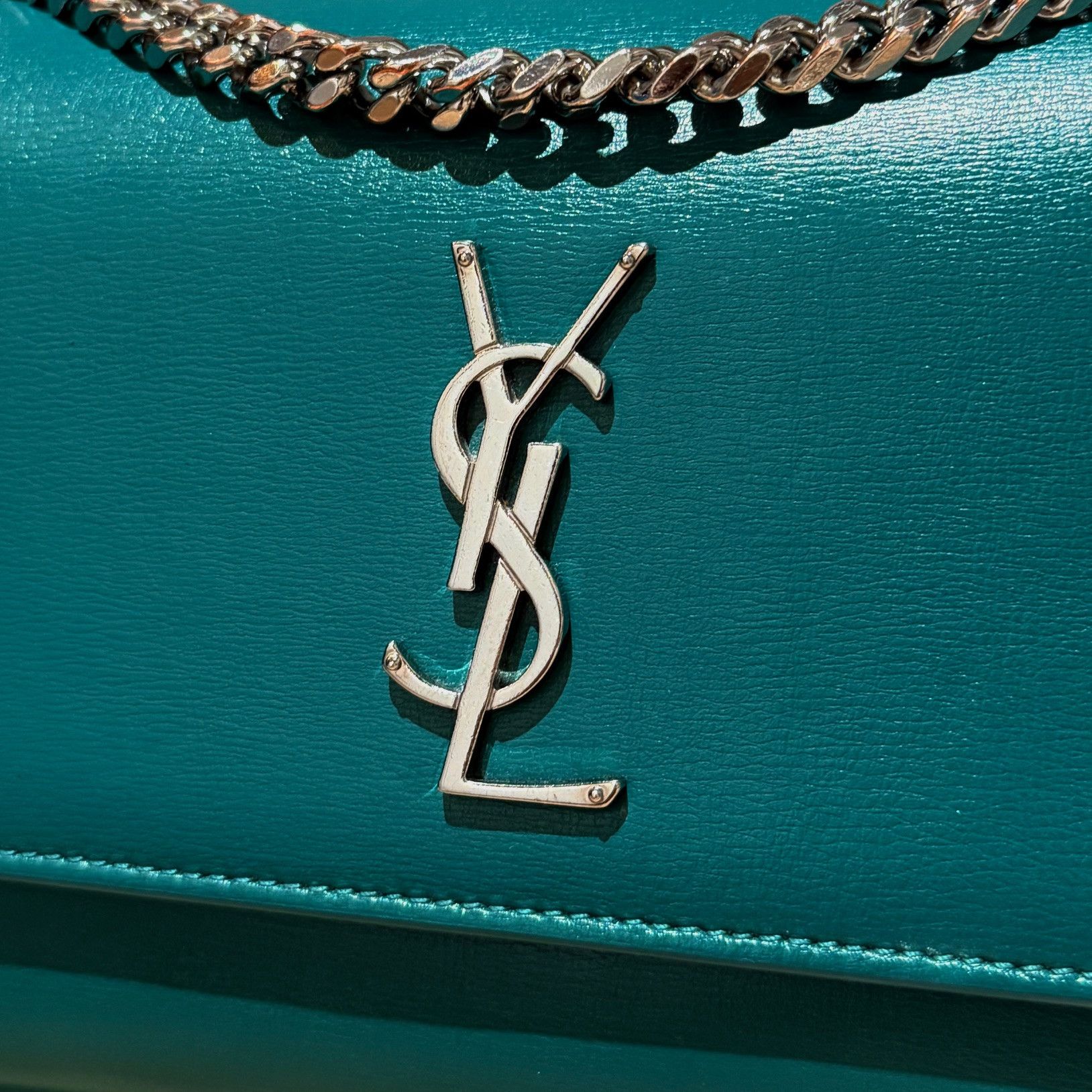 Yves Saint Laurent Saint Laurent Green Smooth Leather Medium Sunset Bag Size ONE SIZE - 3 Thumbnail