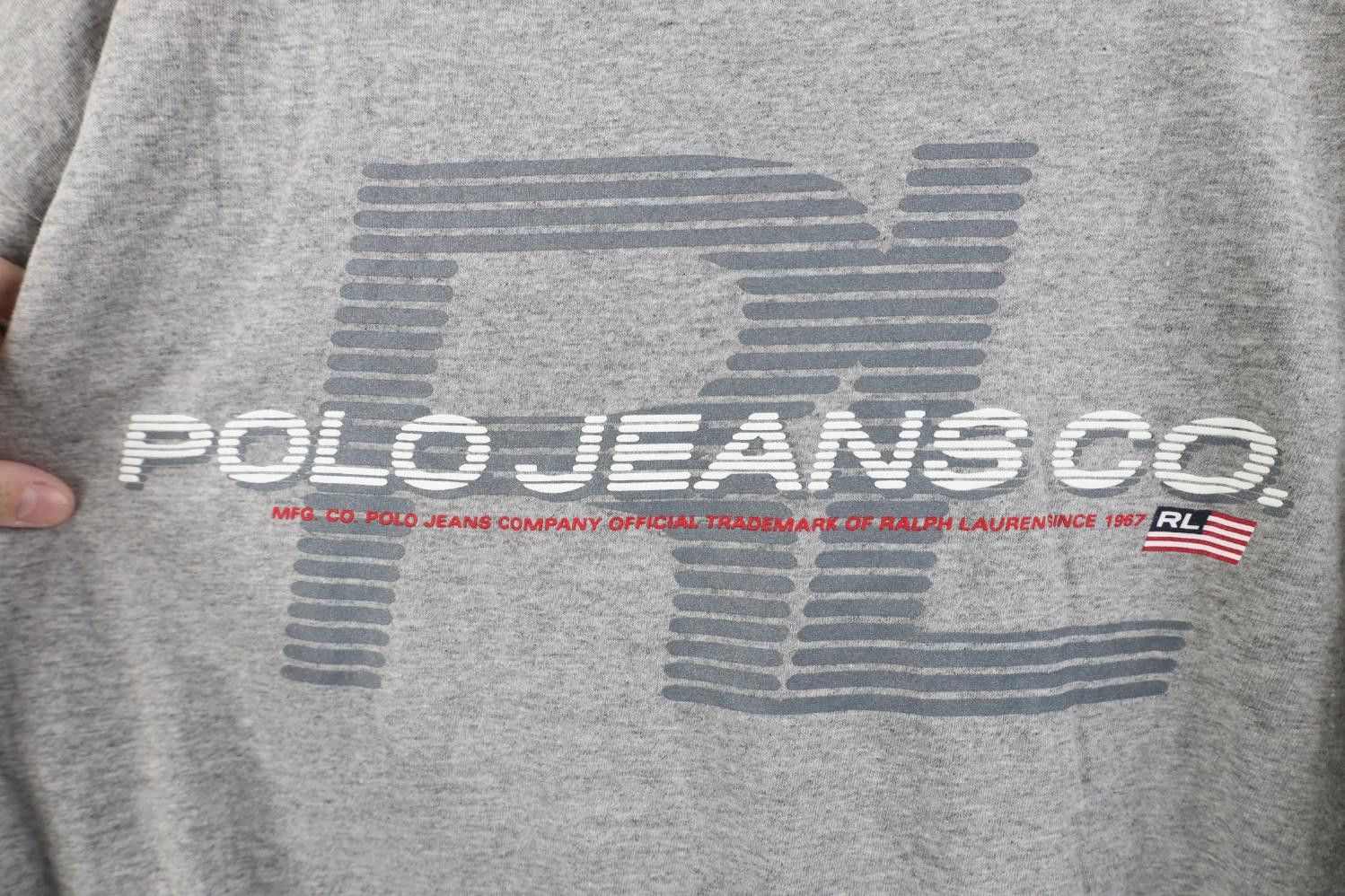 Polo Ralph Lauren Deadstock Vintage 90s Ralph Lauren Striped Logo T-Shirt Gray Size US L / EU 52-54 / 3 - 10 Thumbnail