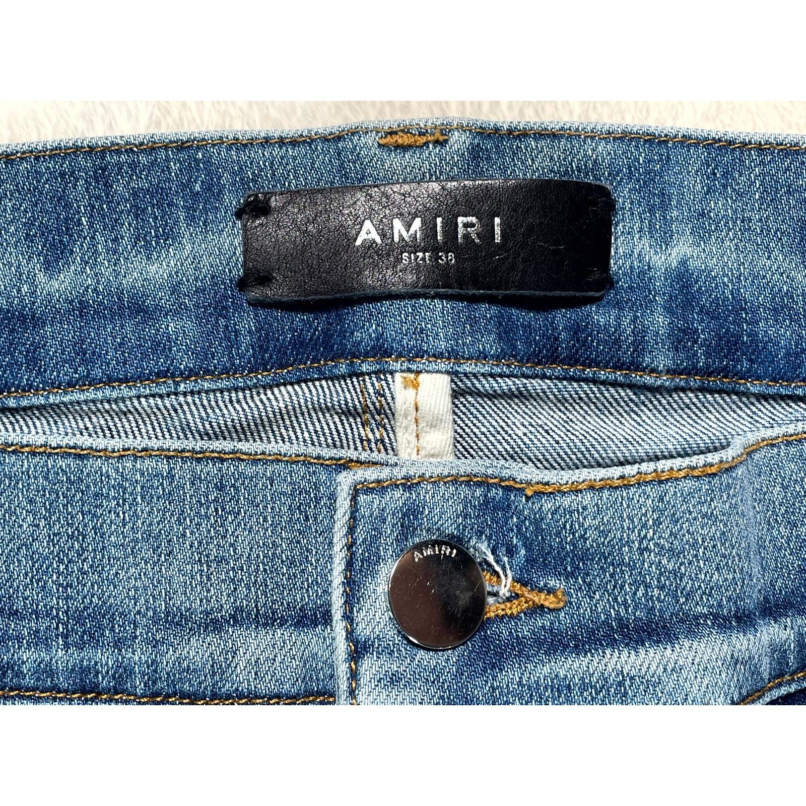 Amiri Amiri Mx2 Plaid Patch Light Wash, Yellow & Brown Jeans Size US 38 / EU 54 - 3 Thumbnail