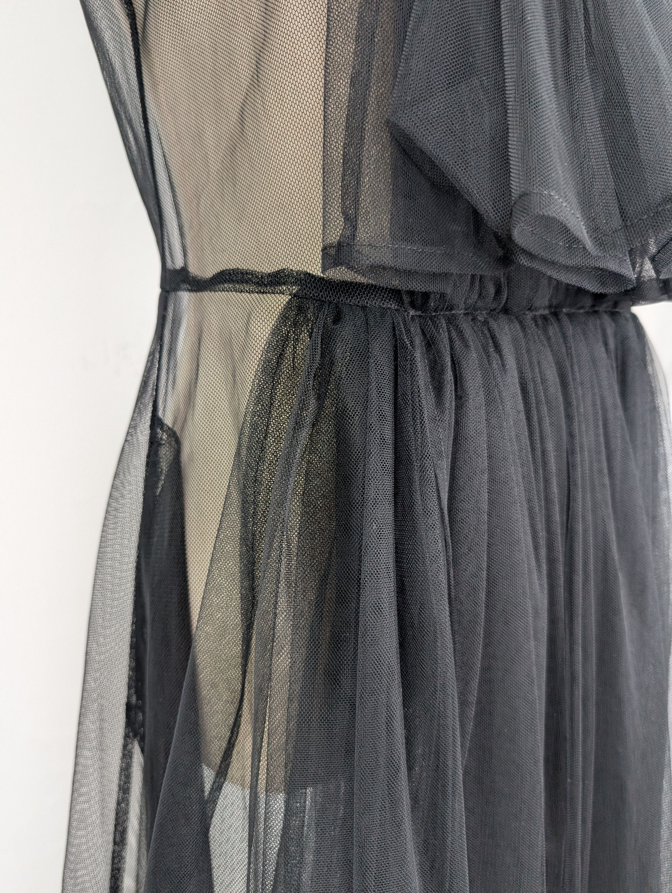 Noir Kei Ninomiya Noir Kei Ninomiya Black Mesh Dress Stand Collar Size XS / US 0-2 / IT 36-38 - 4 Thumbnail