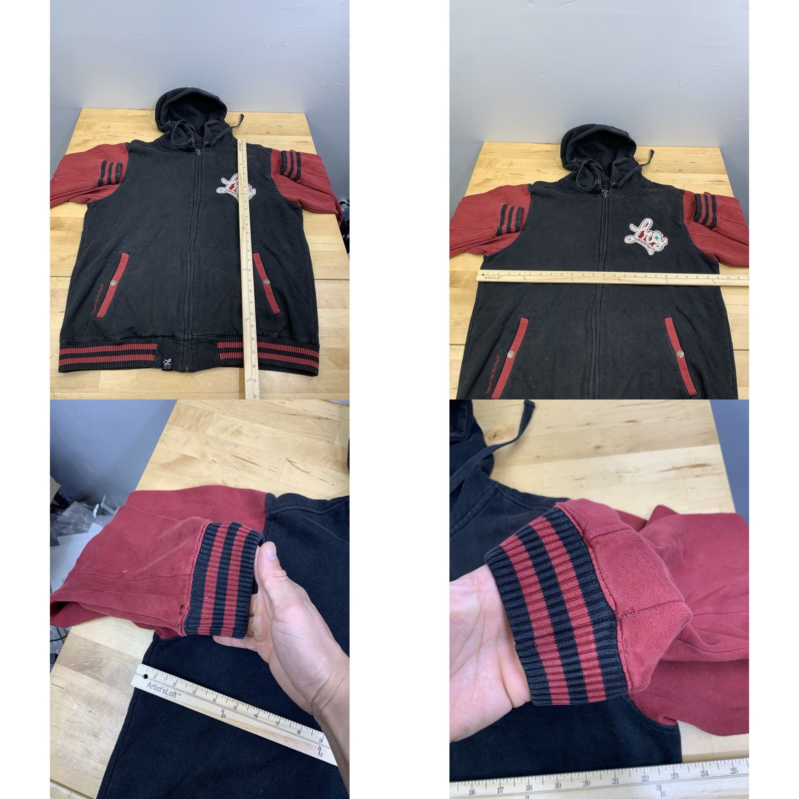 Vintage VINTAGE LRG Jacket Mens L Hooded Embroidered Full Zip Varsity Black Size US L / EU 52-54 / 3 - 8 Thumbnail