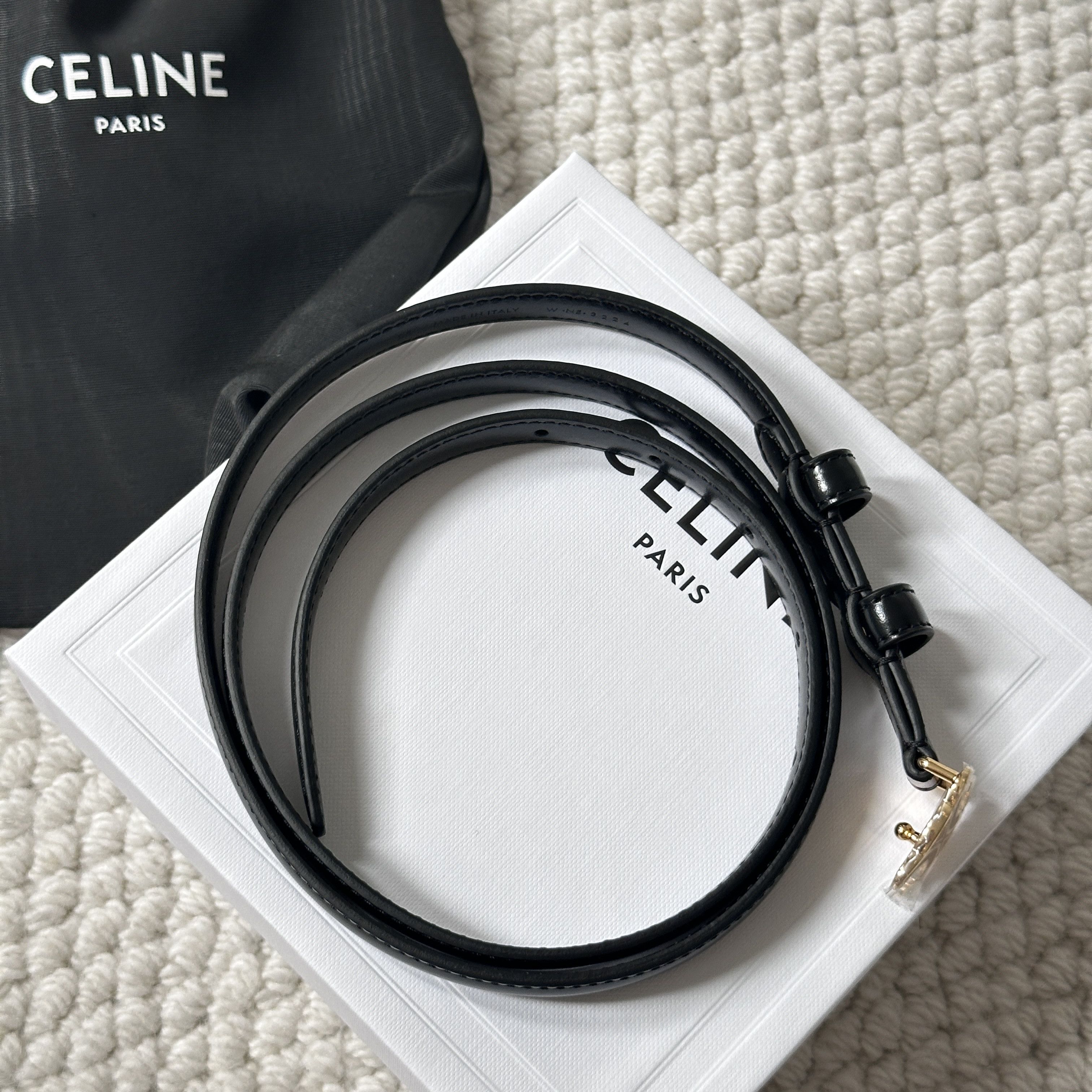 Celine SMALL TRIOMPHE BELT IN TAURILLON LEATHER Size ONE SIZE - 2 Thumbnail