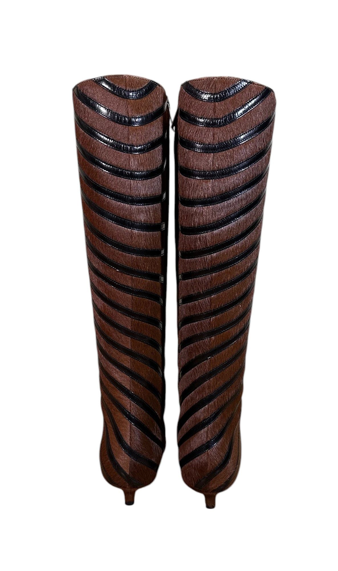 Sonia Rykiel Striped Kitten Heel Boots - Brown Size US 6 / IT 36 - 4 Thumbnail