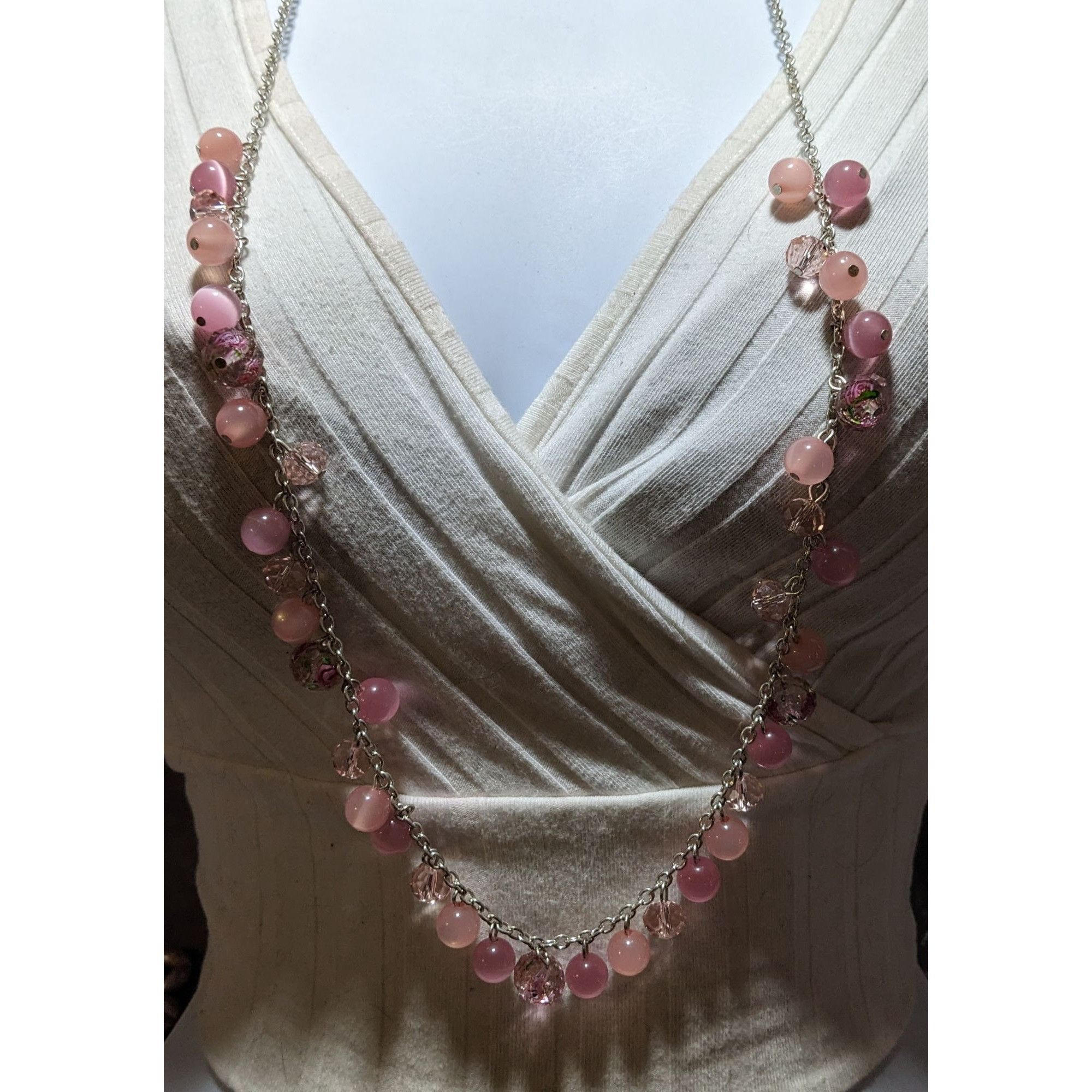 Other Pink & Silver Beaded Fringe Neckalce Size ONE SIZE - 7 Thumbnail