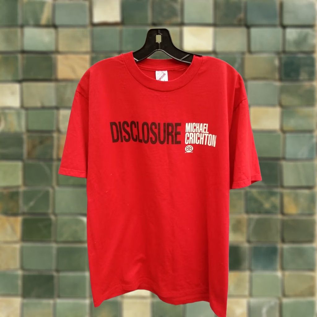 Jerzees VINTAGE DISCLOSURE MICHAEL CRICHTON BALLANTINE BOOKS PROMOTIONAL SHIRT LARGE Shirt Mens L Red Size US L / EU 52-54 / 3 - 1 Thumbnail