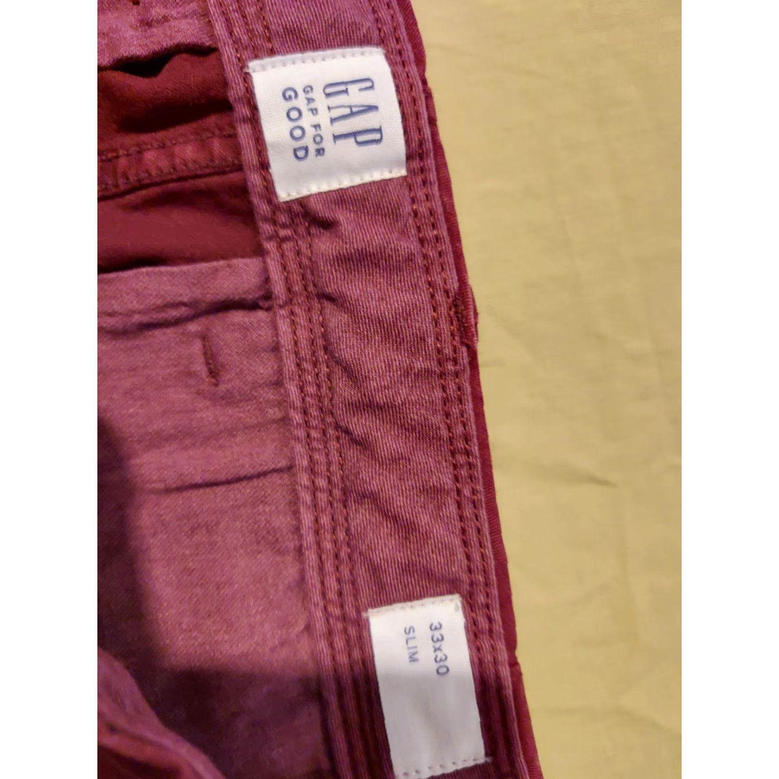 Gap Mens Gap Khaki Slim Chino Dress Pants 33x30 Beige 30 Inseam Flat Front Zip Pockets Regular Slim MENS Size US 33 - 5 Thumbnail