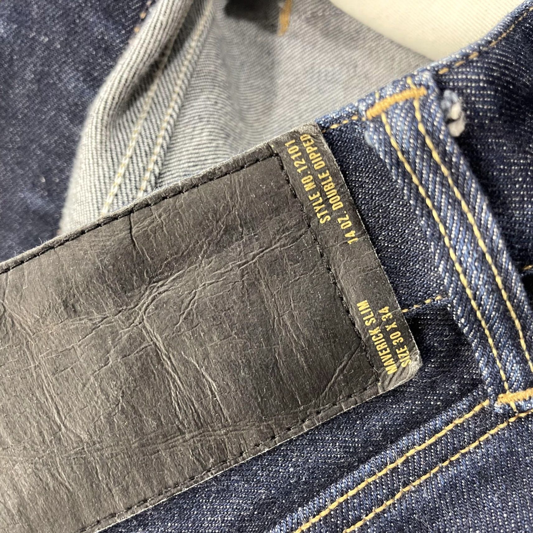 Buck Mason Buck Mason Jeans Mens 30x34 Maverick Slim 14 Oz Raw Denim Stretch Straight Blue Size US 30 / EU 46 - 6 Thumbnail