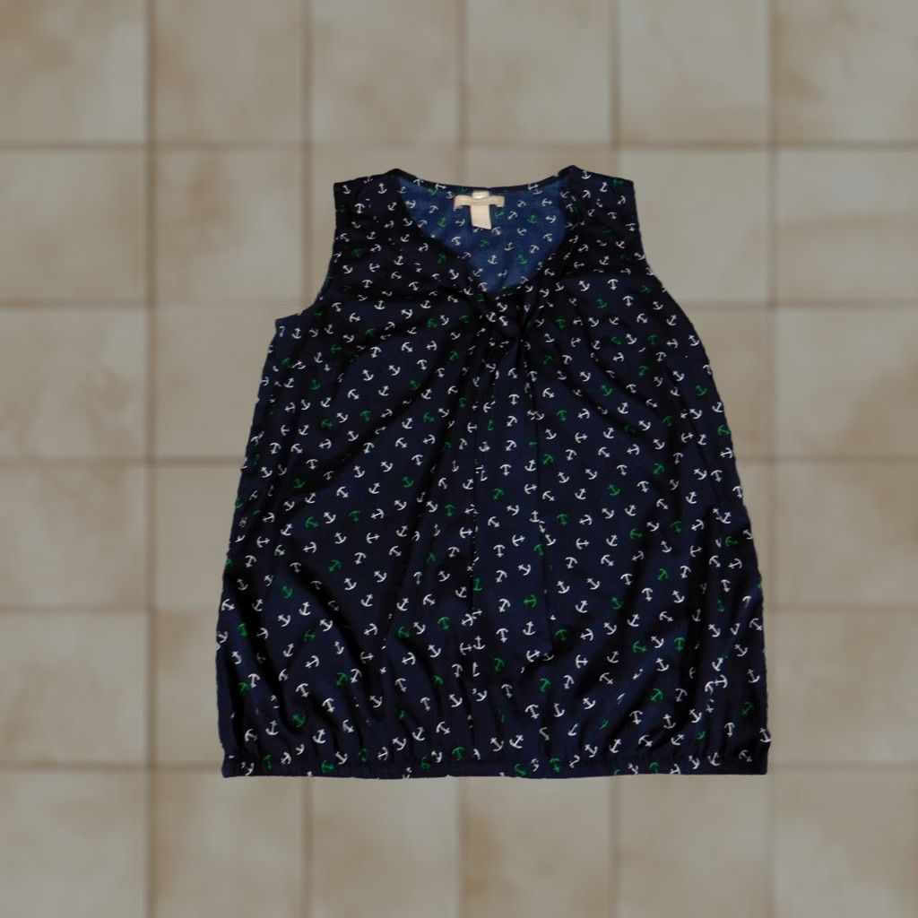 Banana Republic Banana Republic Blouse Small Women Blue Crew Neck Pullover Sleeveless Casual Top Size S / US 4 / IT 40 - 1 Thumbnail