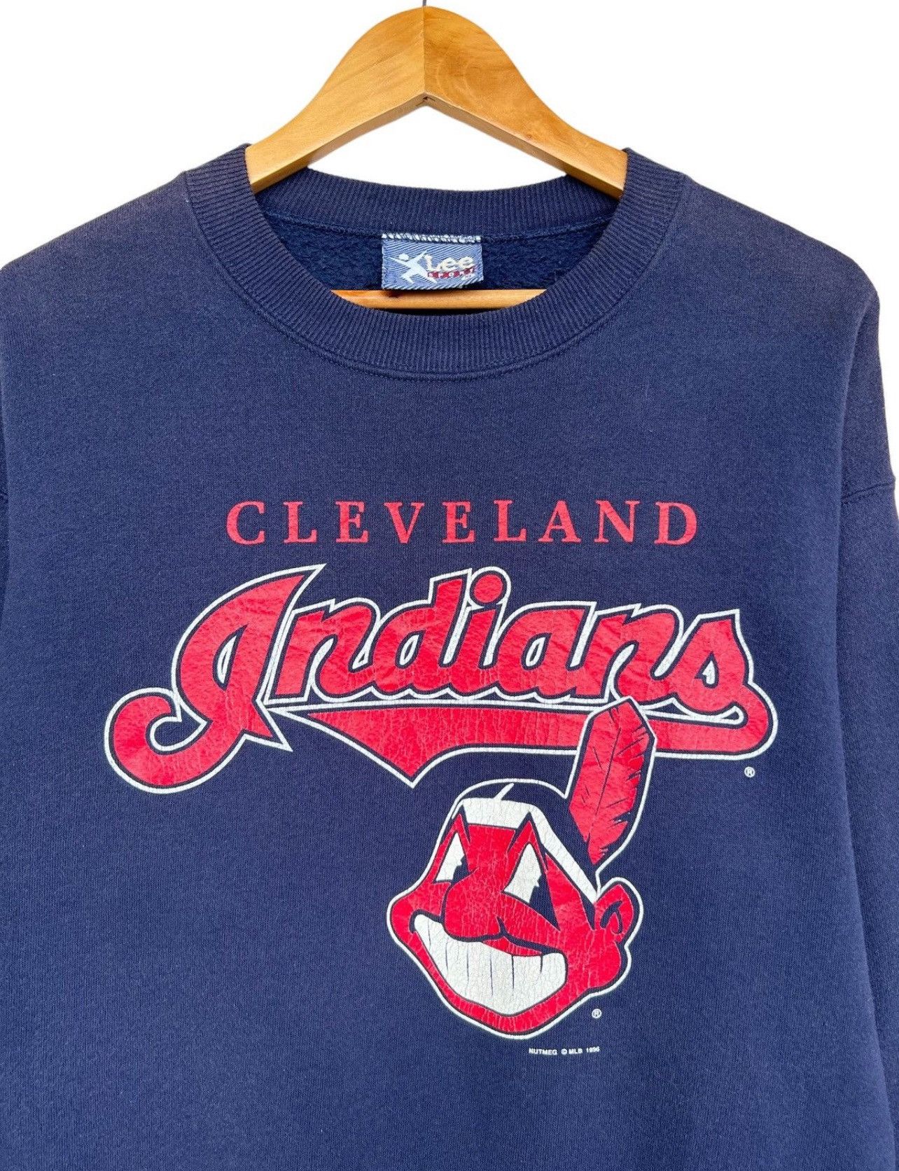 MLB × Starter × Vintage Vintage 90s MLB Cleverland Indians Sweatshirt Navy Blue Size US M / EU 48-50 / 2 - 4 Thumbnail