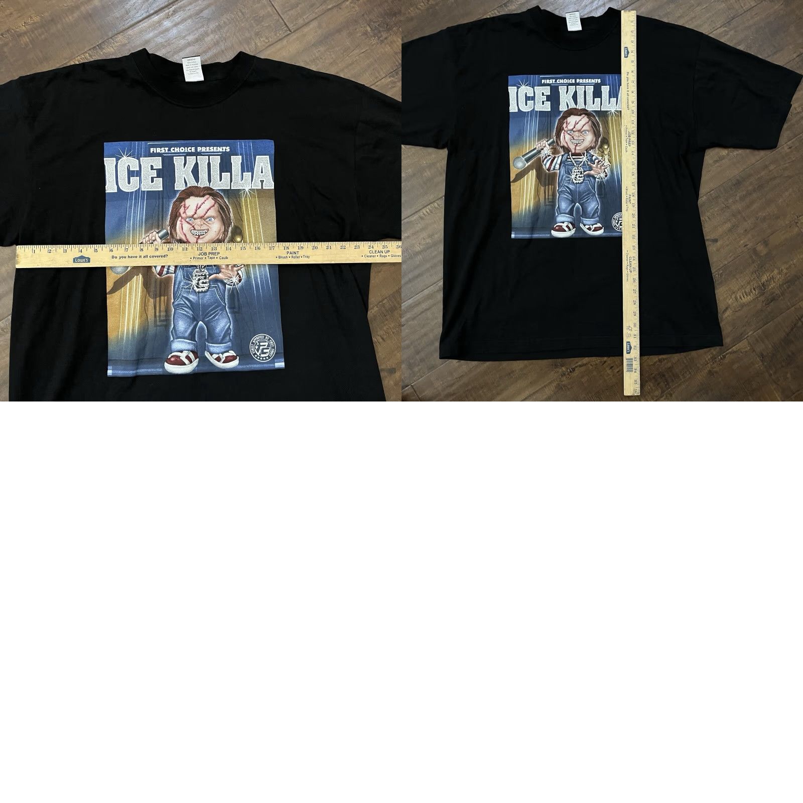 VINTAGE Ice Killa Chucky T-Shirt Horror Hip Hop 90s Movie Black 2XL Mens